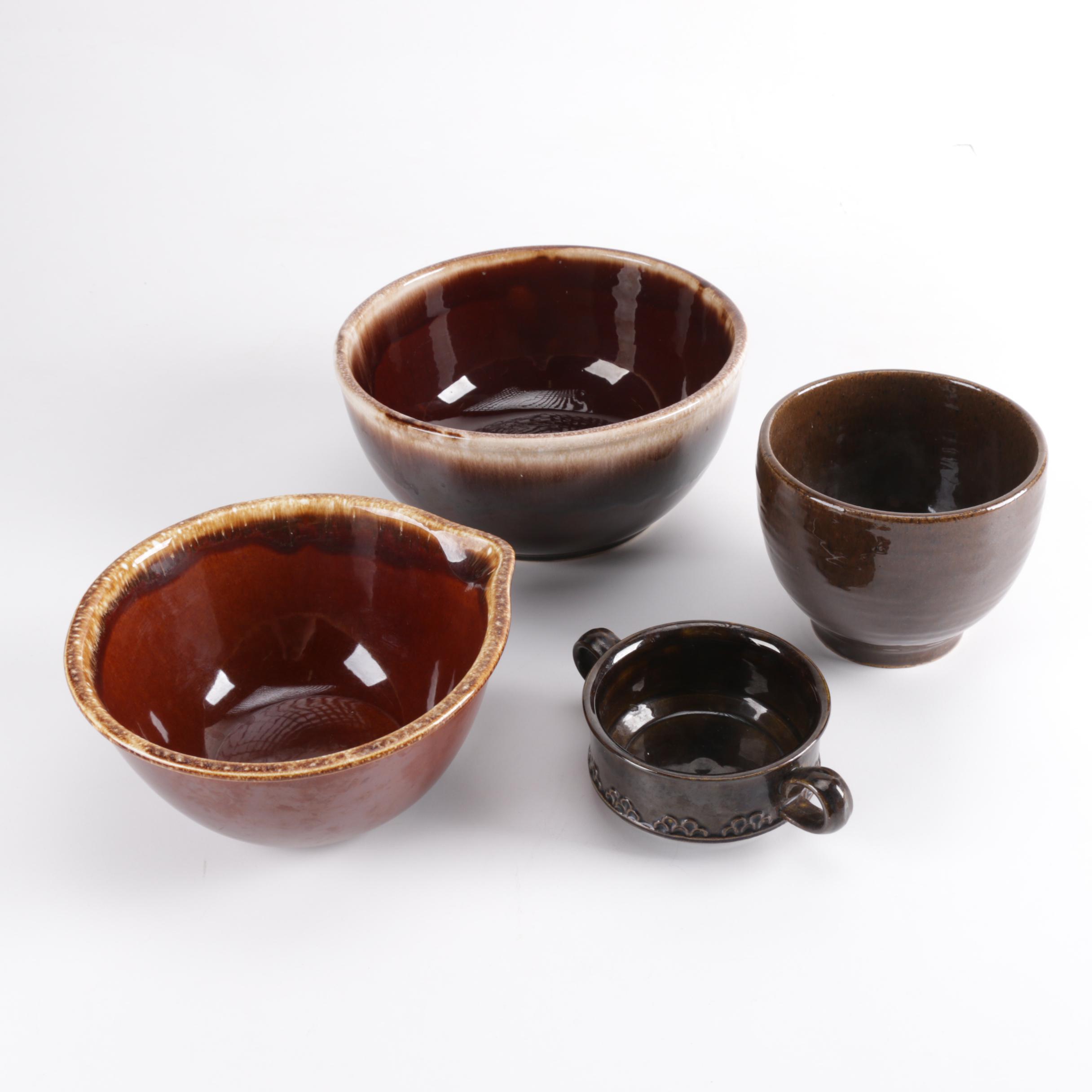 Assortment of Brown Glazed Ceramic Stoneware Including Hull and Kathy Kale