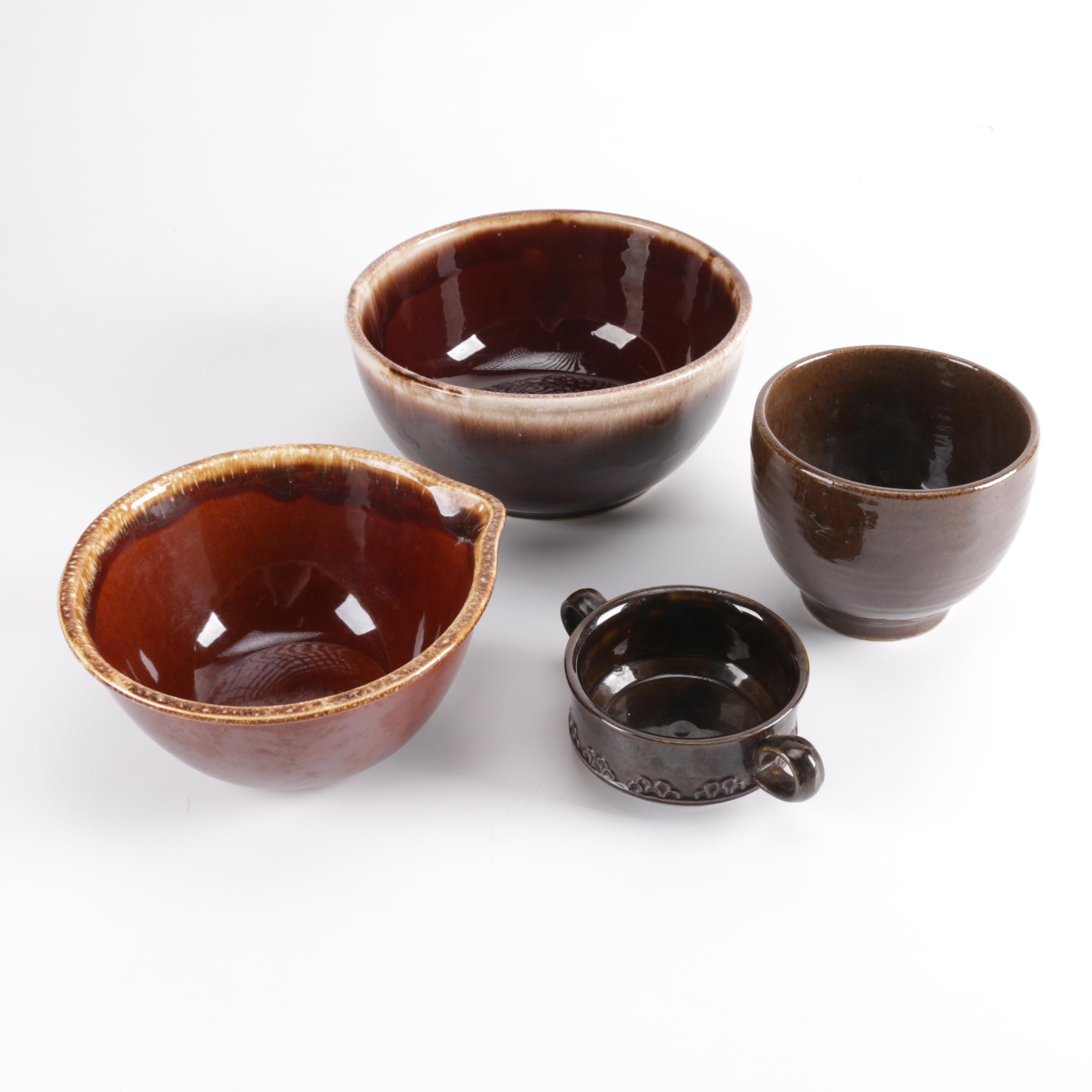 Assortment of Brown Glazed Ceramic Stoneware Including Hull and Kathy Kale