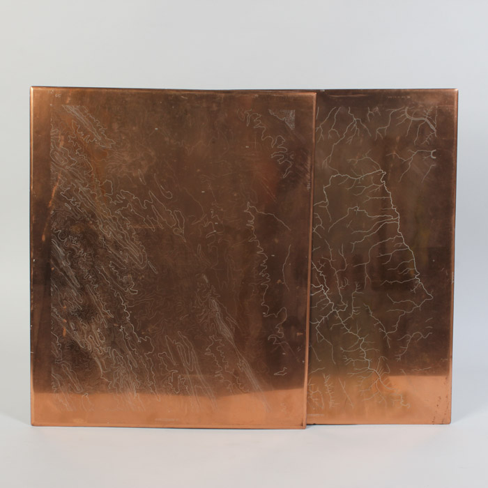 Pair of Antique Copper Map Printing Plates of Winchester, VA