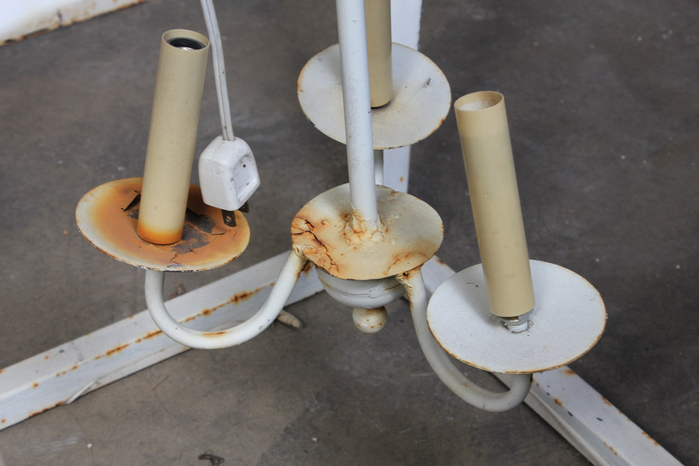 White Cast Iron Lantern Style Chandelier