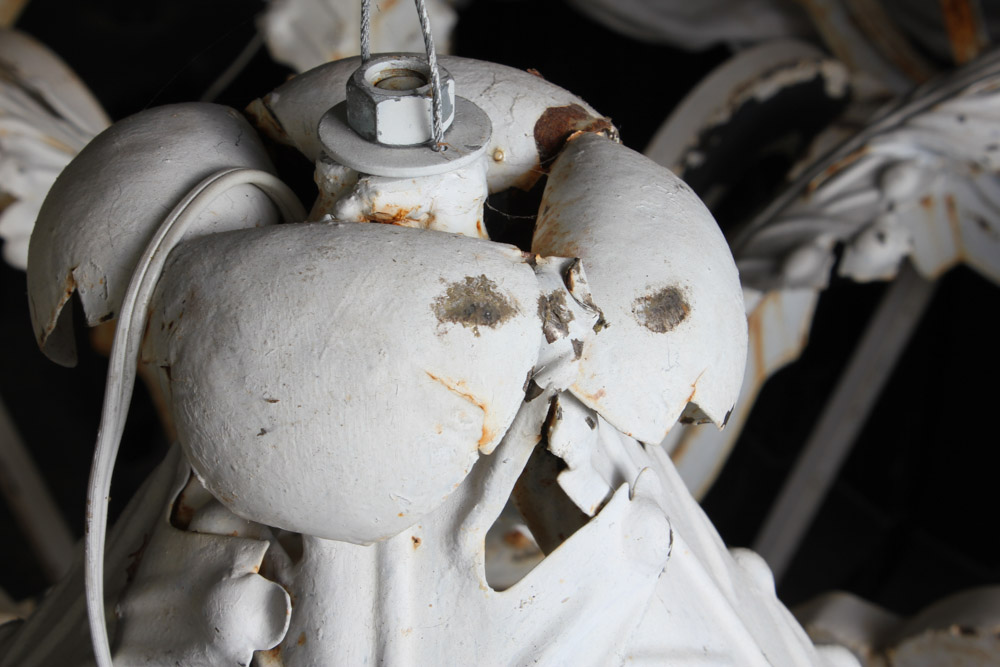 White Cast Iron Lantern Style Chandelier