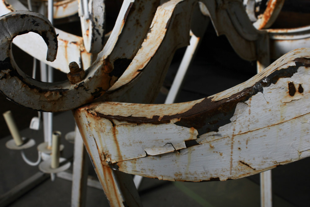 White Cast Iron Lantern Style Chandelier