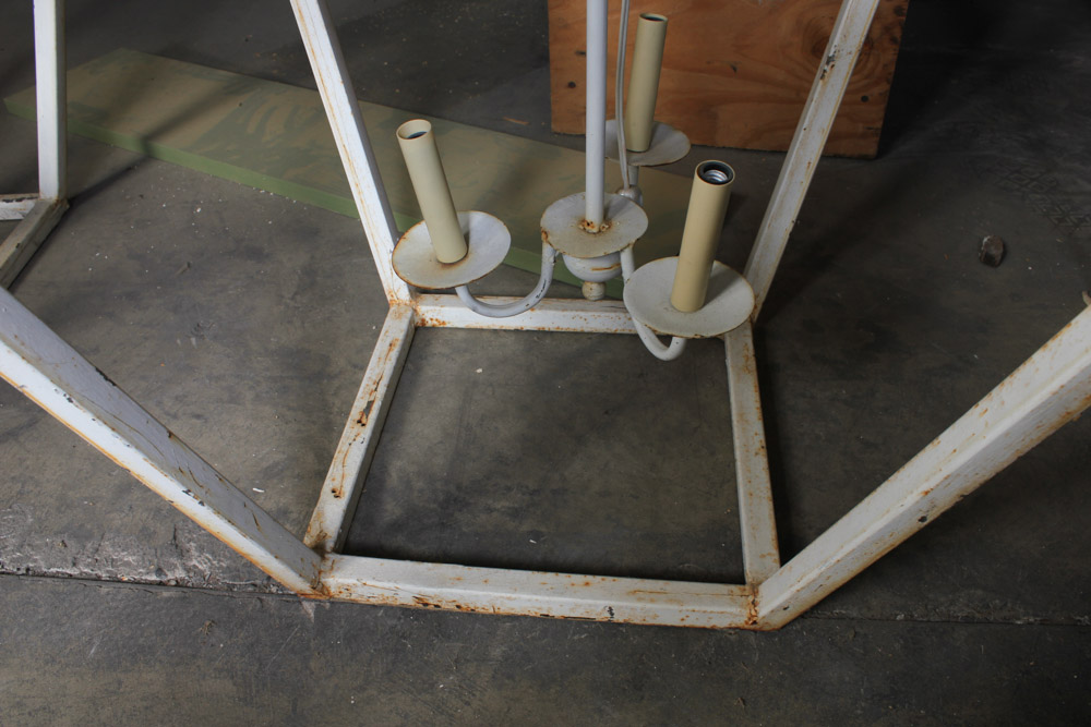 White Cast Iron Lantern Style Chandelier