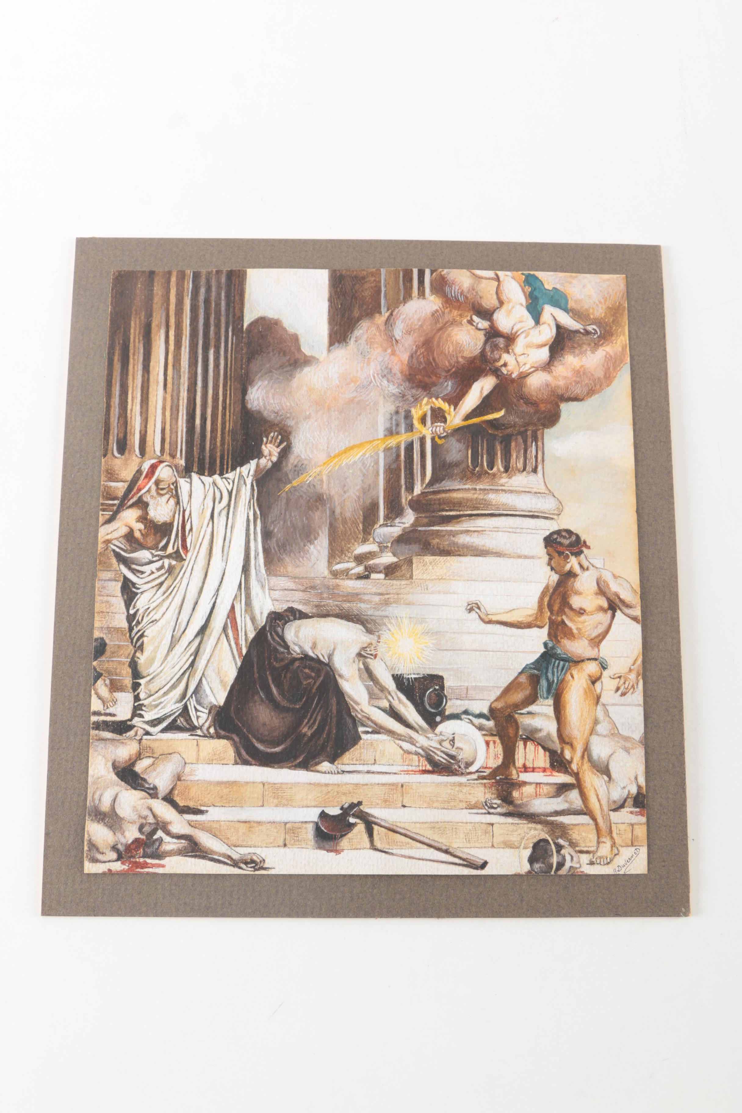 Miniatures and Watercolors Including a Depiction of the Martyrdom of Saint Denis