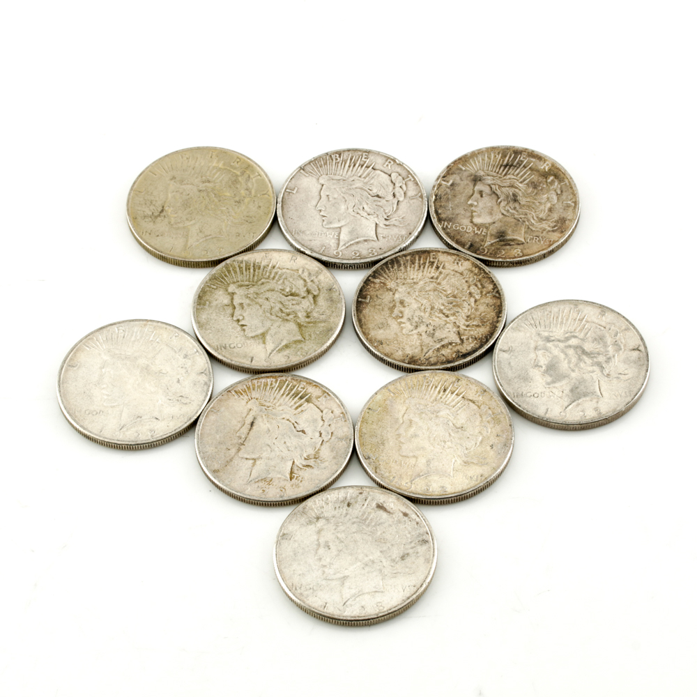 Ten Peace Silver Dollars