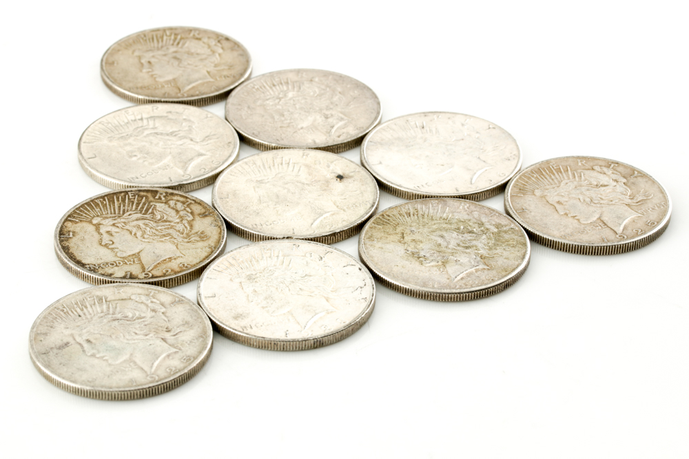 Ten Peace Silver Dollars