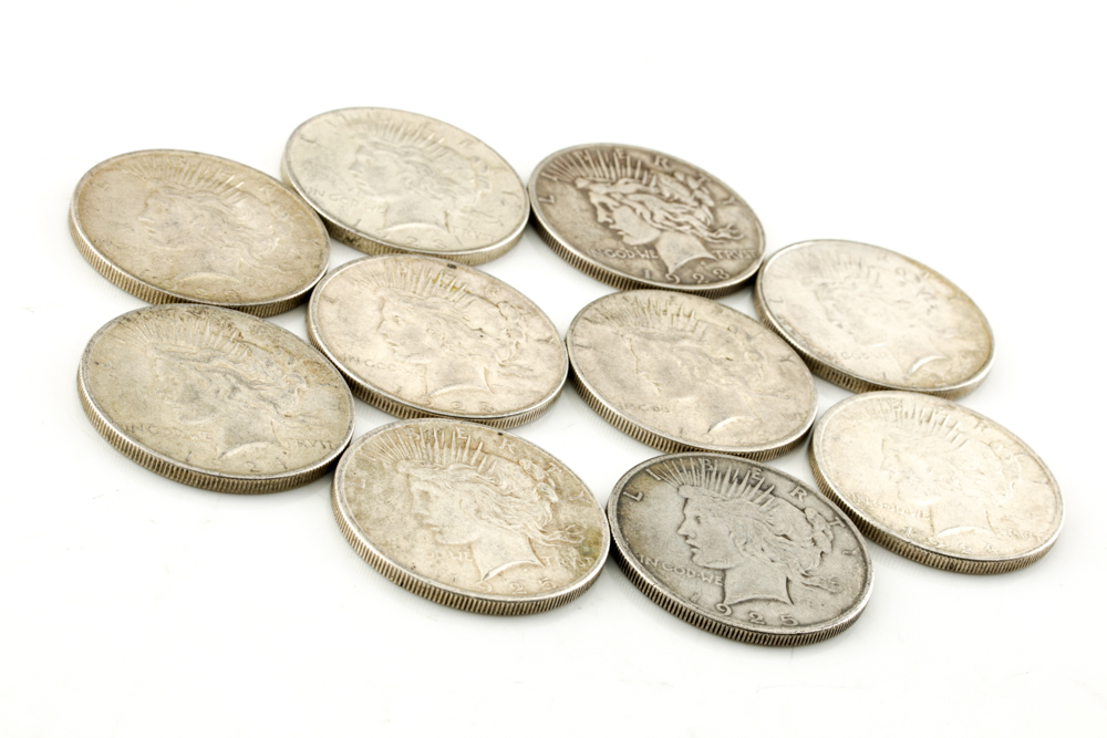 Ten Peace Silver Dollars