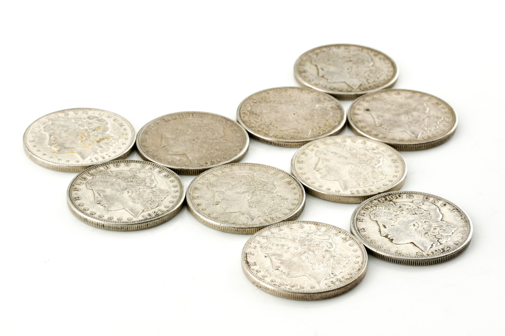 Ten Morgan Silver Dollars