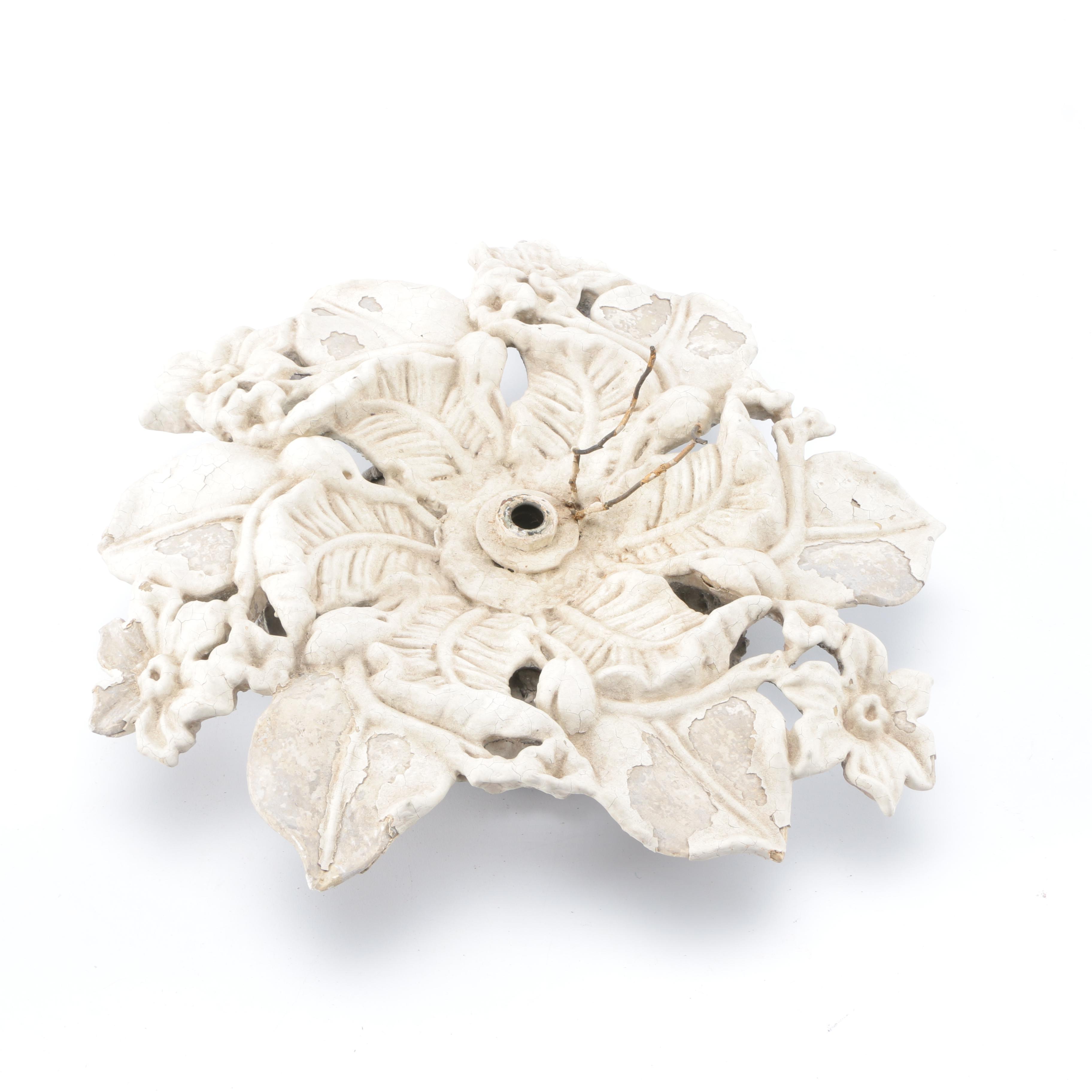 Concrete White Floral Outdoor Light Fixture