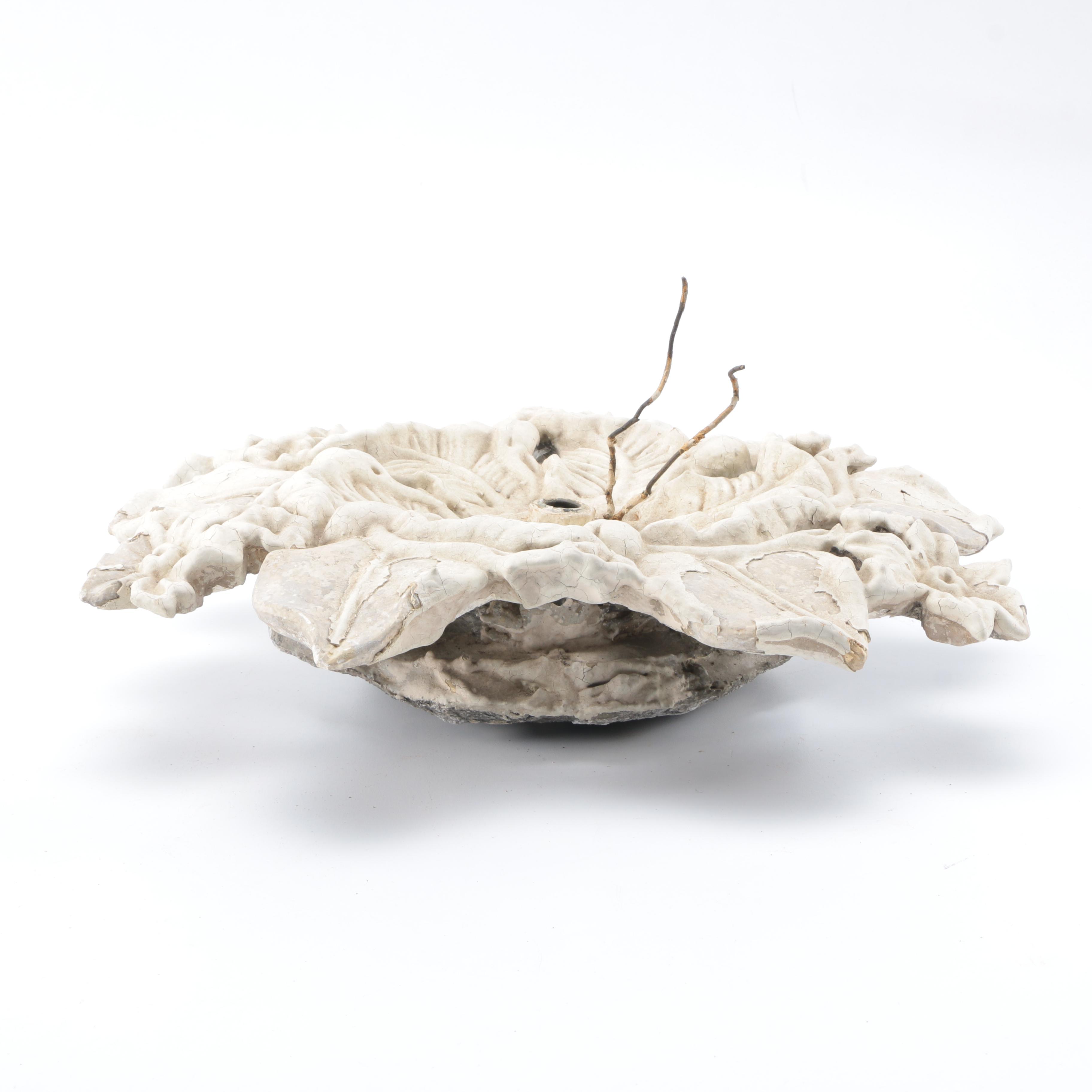 Concrete White Floral Outdoor Light Fixture