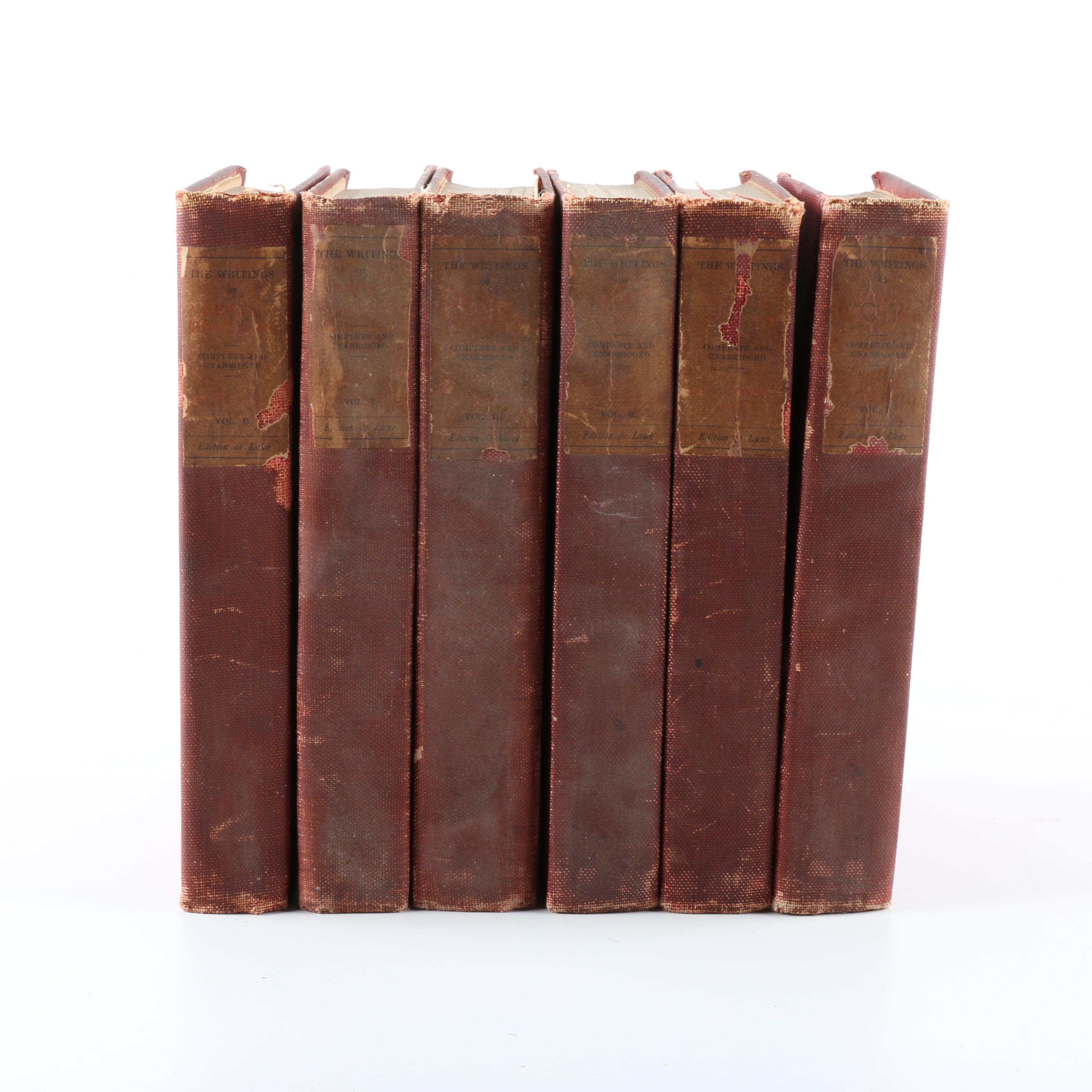 Six Antique Volumes of "The Complete Works of Henry Fielding Esq."