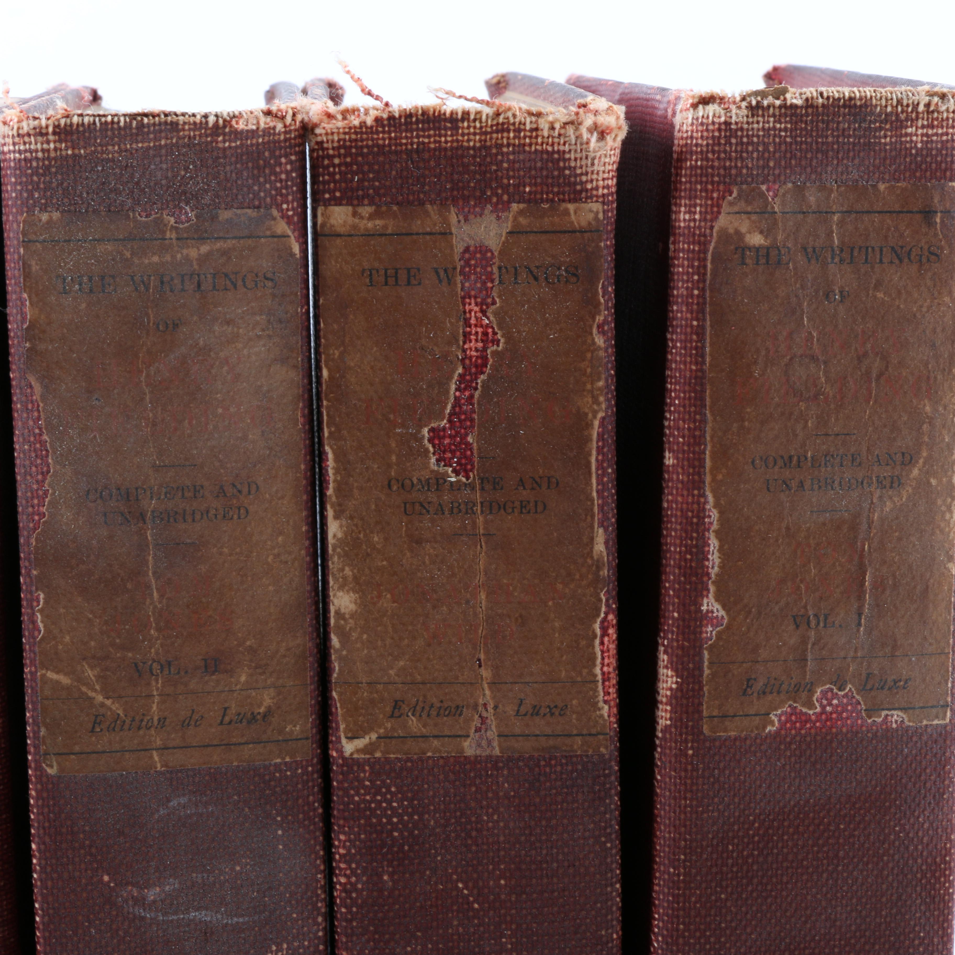 Six Antique Volumes of "The Complete Works of Henry Fielding Esq."