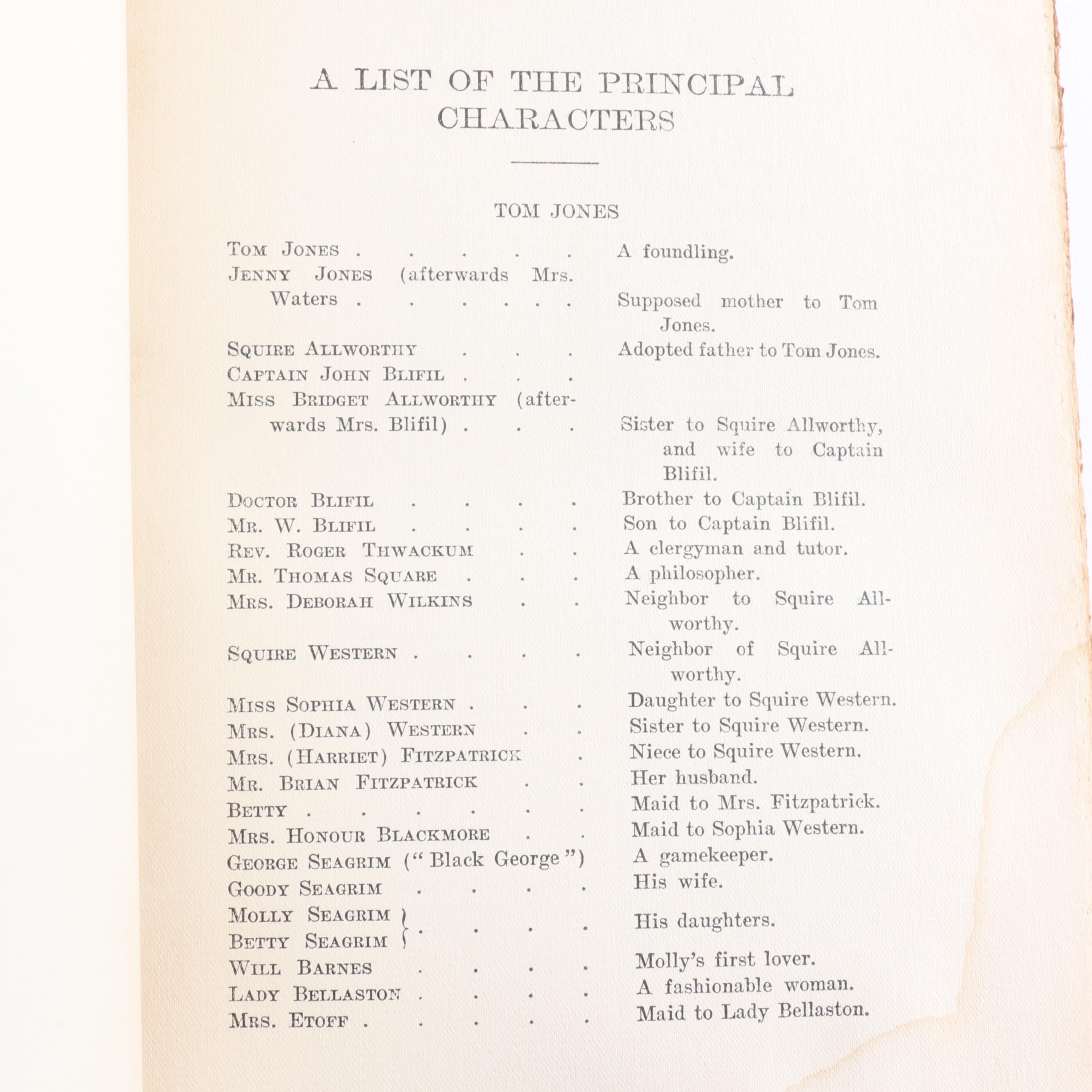 Six Antique Volumes of "The Complete Works of Henry Fielding Esq."