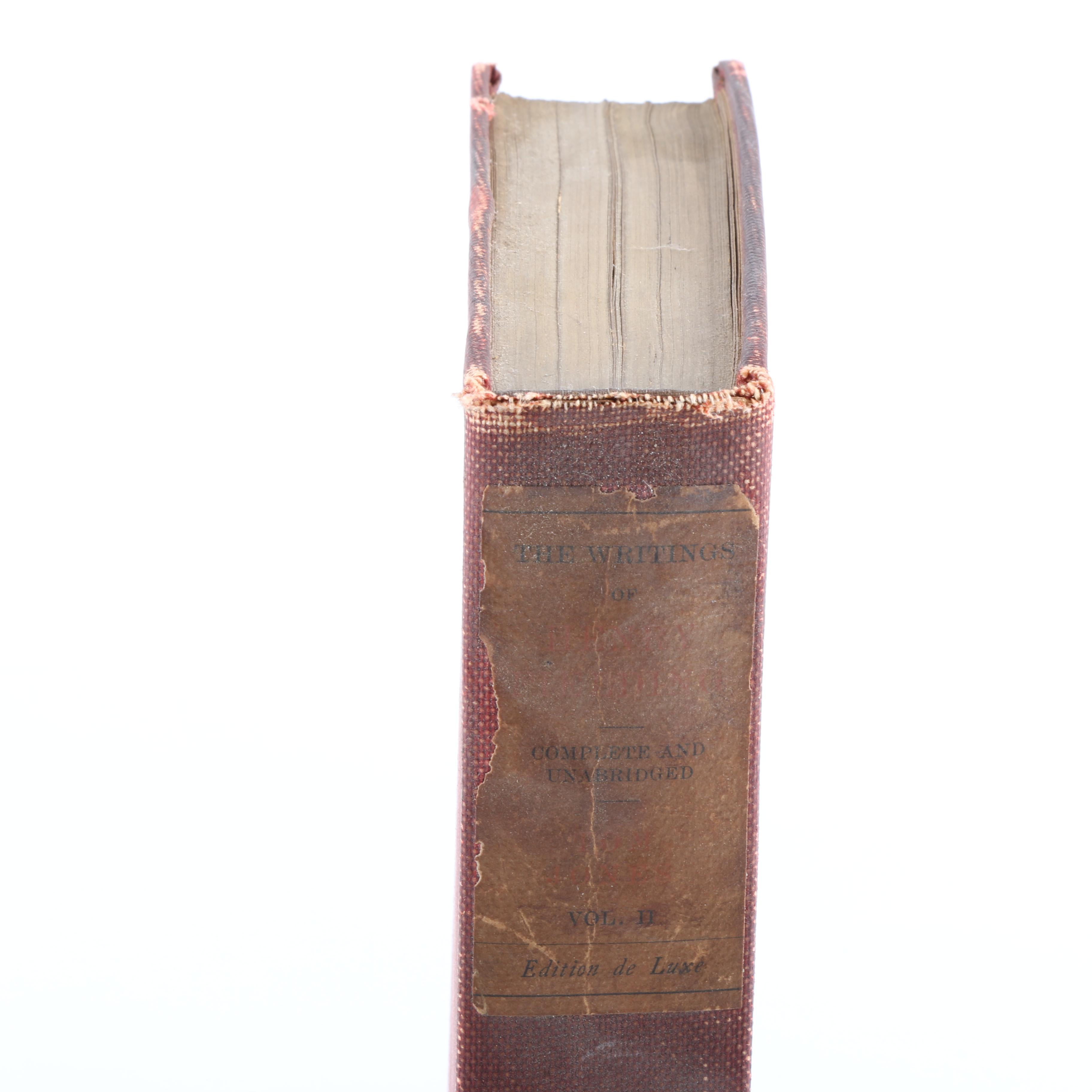 Six Antique Volumes of "The Complete Works of Henry Fielding Esq."