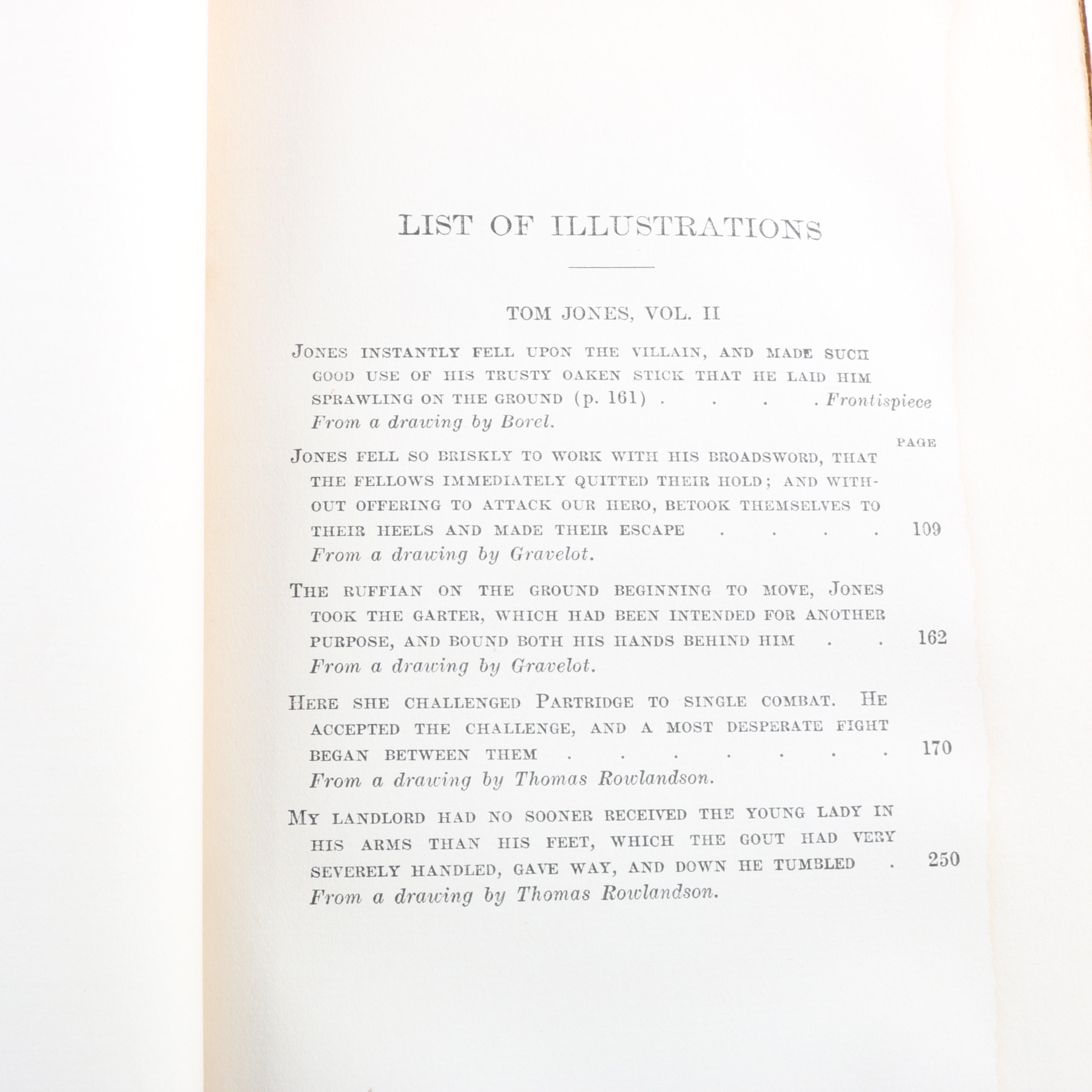Six Antique Volumes of "The Complete Works of Henry Fielding Esq."