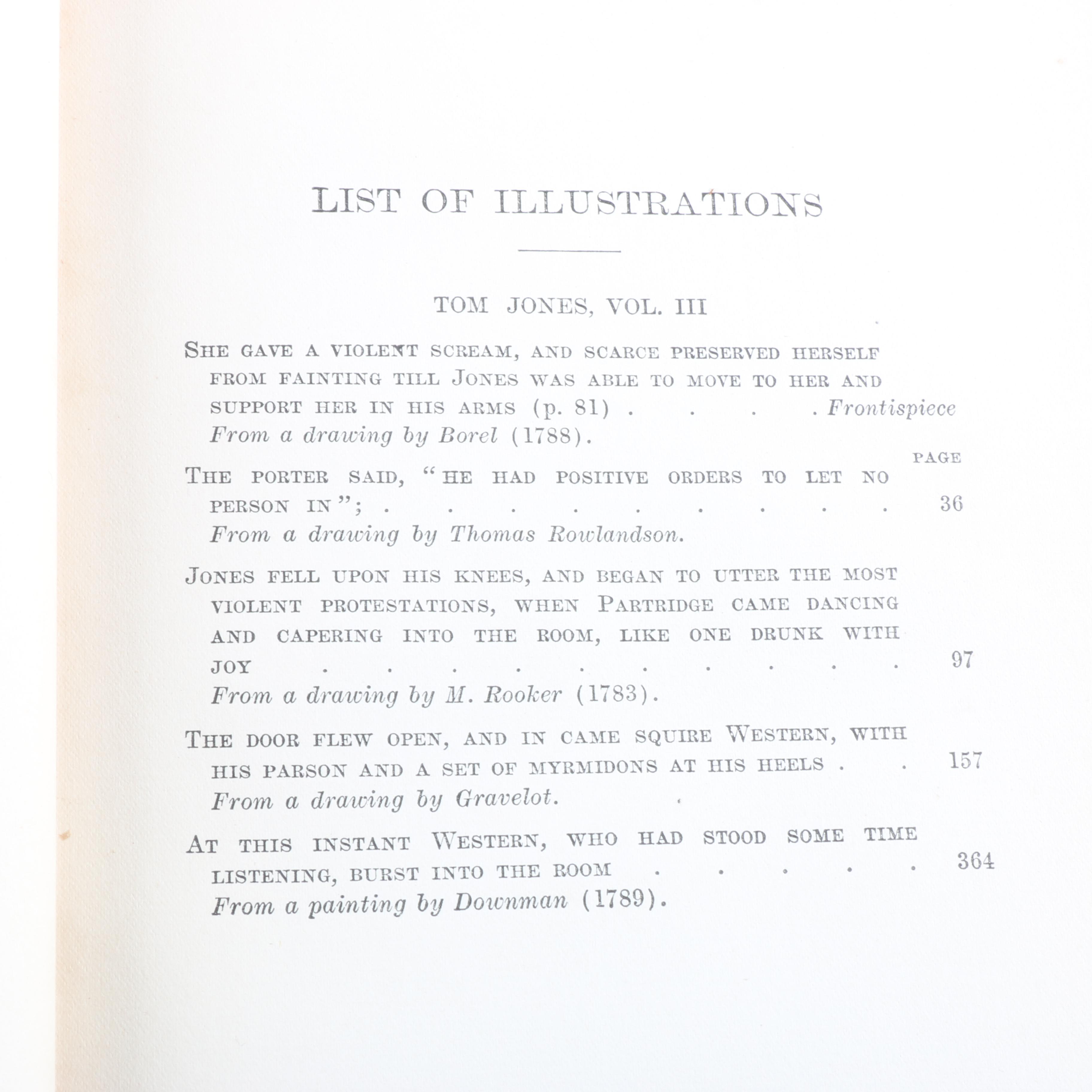 Six Antique Volumes of "The Complete Works of Henry Fielding Esq."