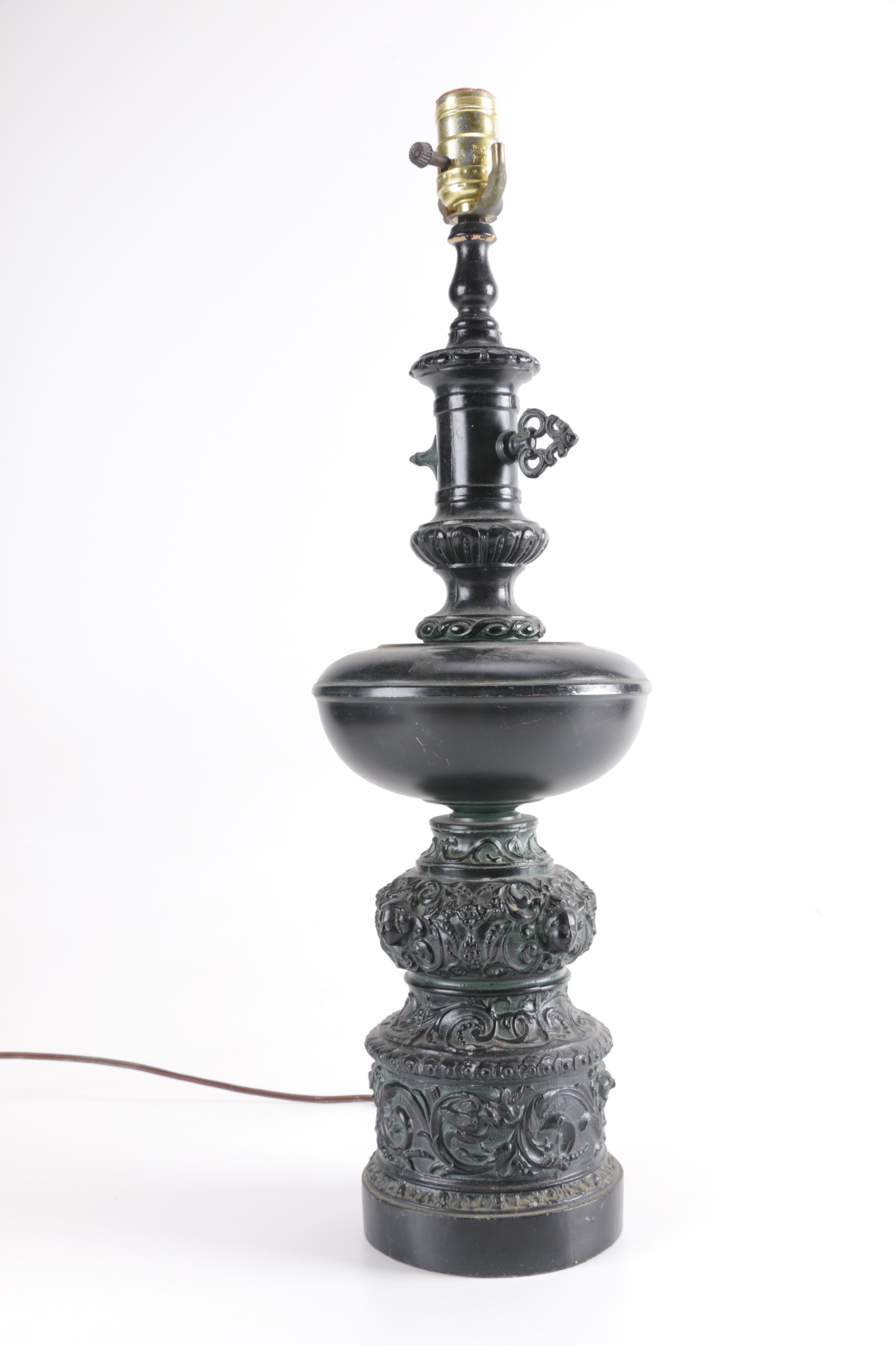 Metal Lamp with Foliate Design