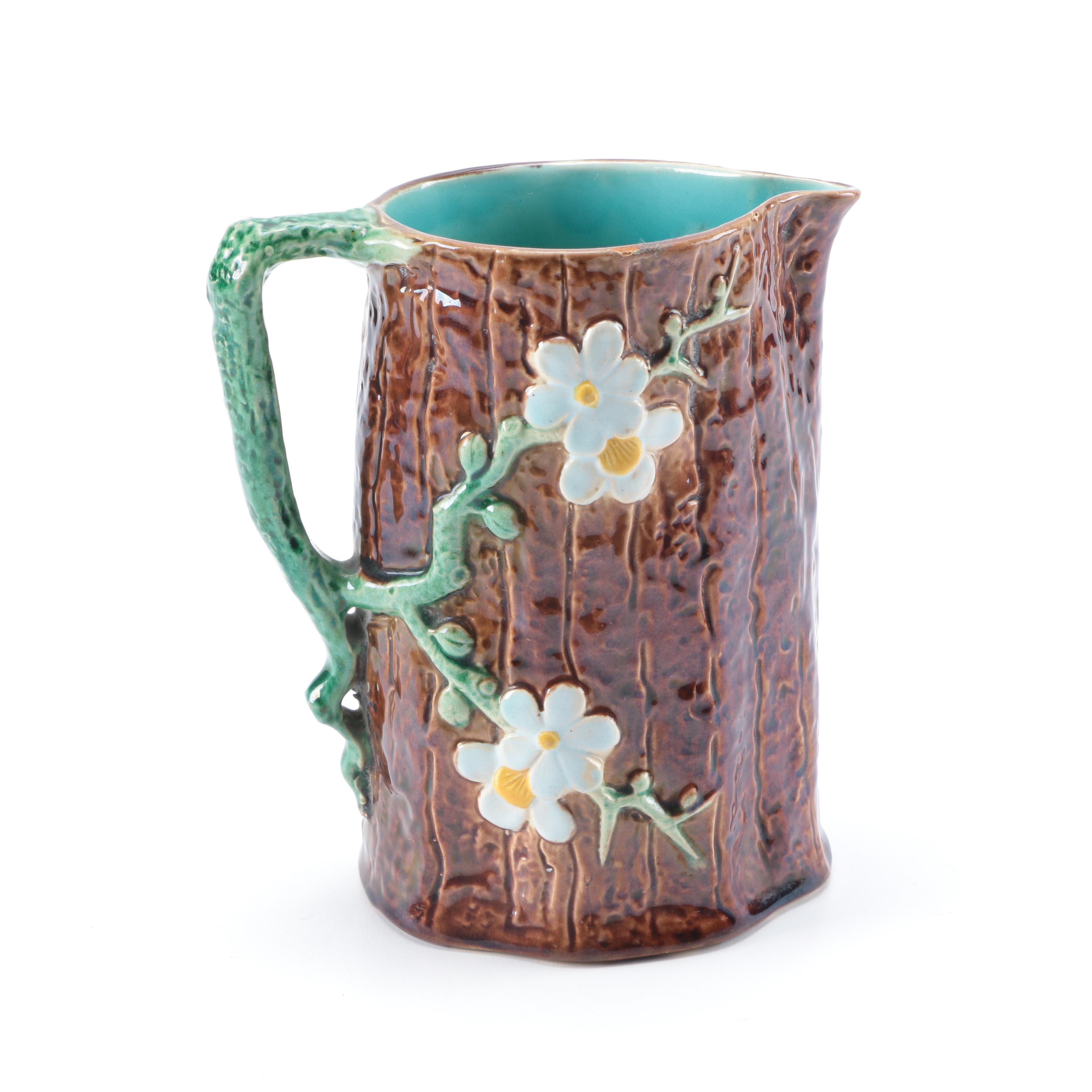 Majolica Holdcroft "Dogwood" Pitcher