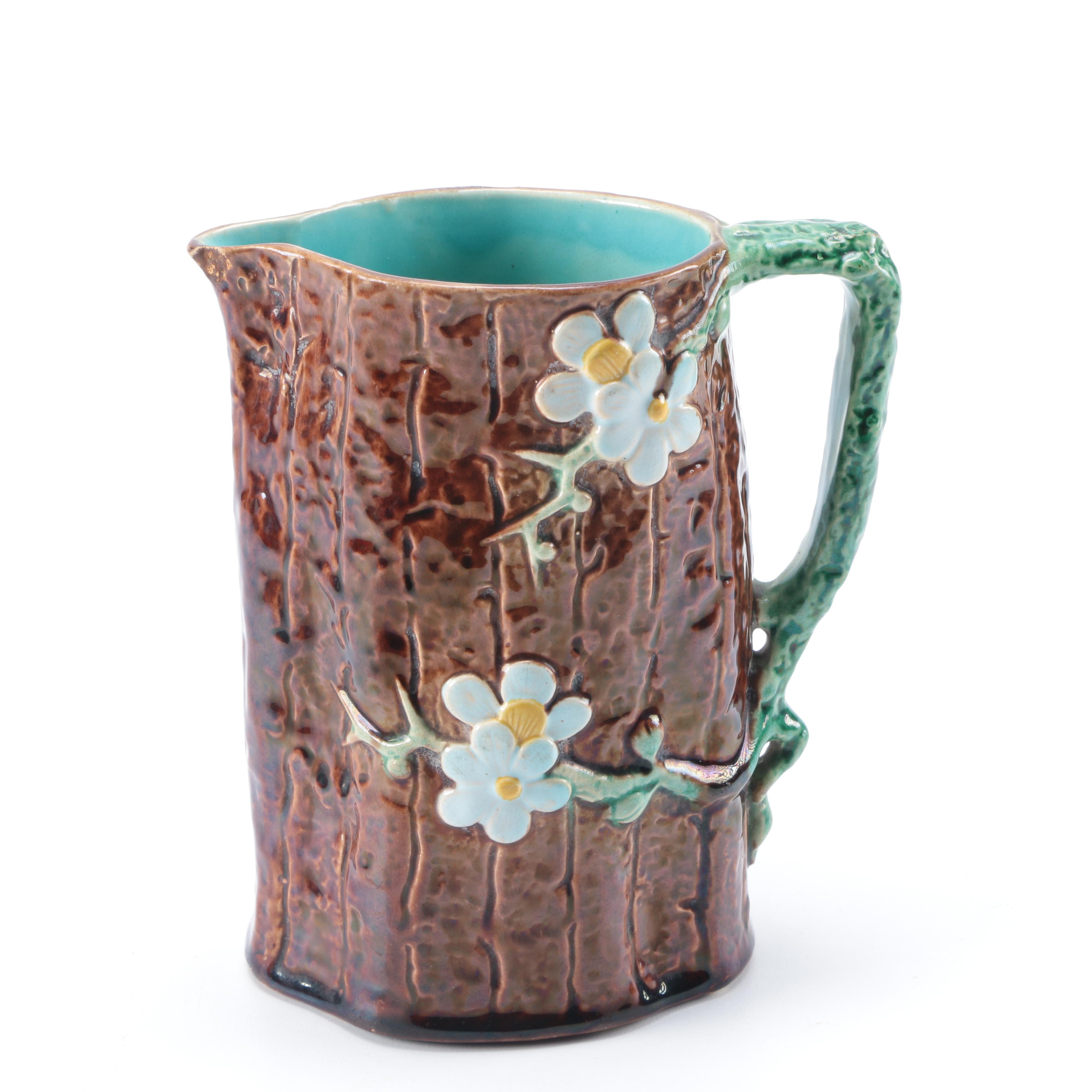 Majolica Holdcroft "Dogwood" Pitcher