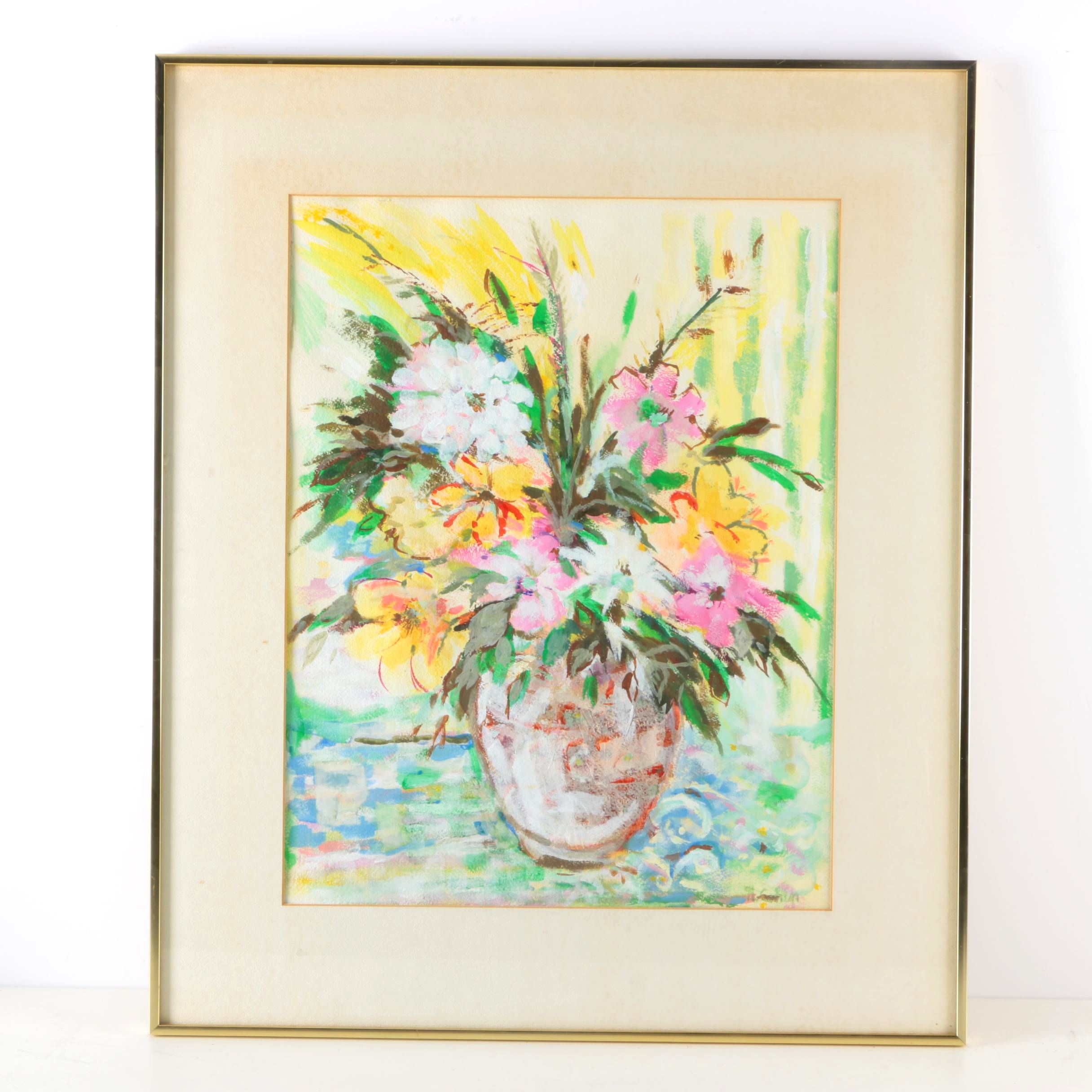 N. Cohen Still Life Oil Painting on Paper