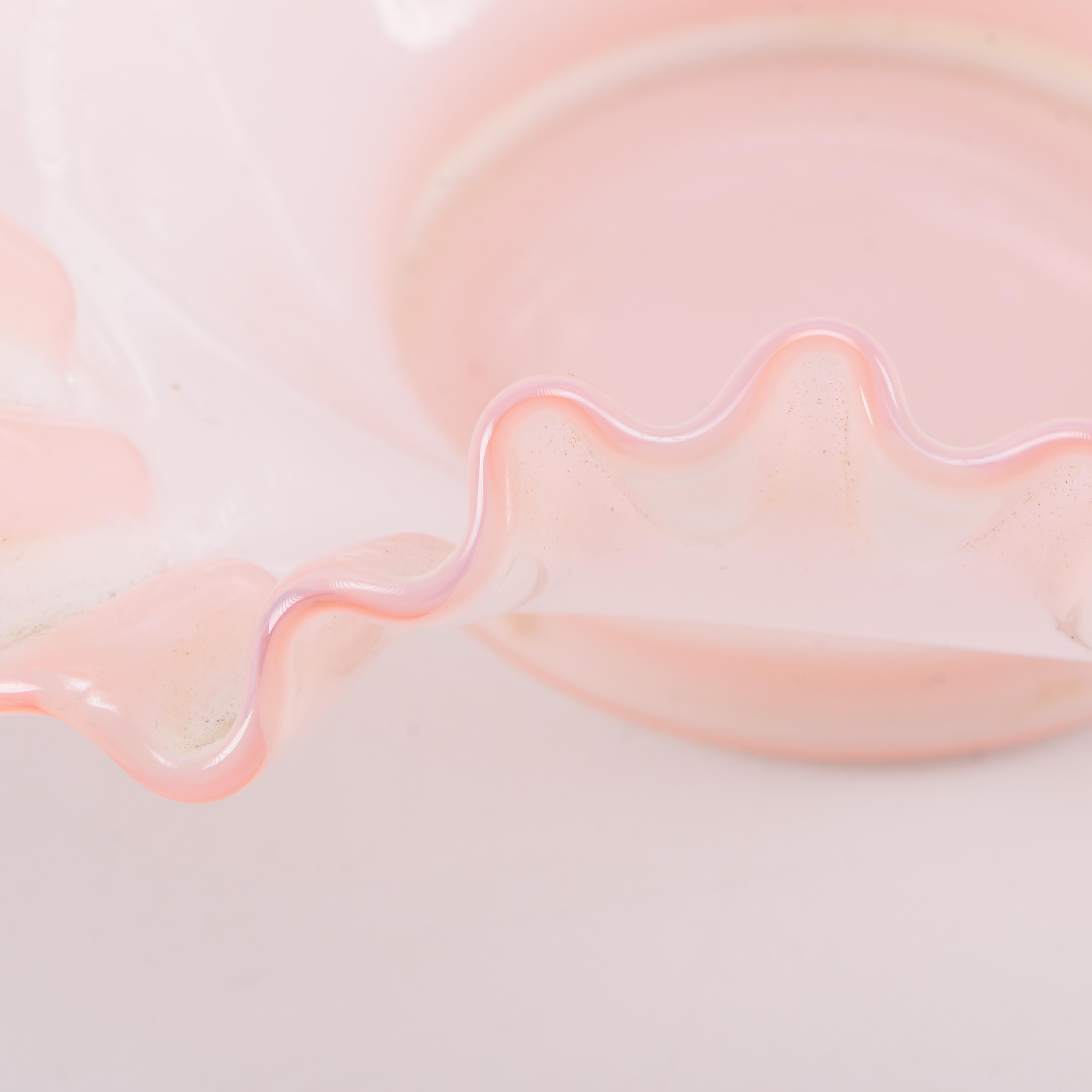 Fenton Style Pink Art Glass Bowl