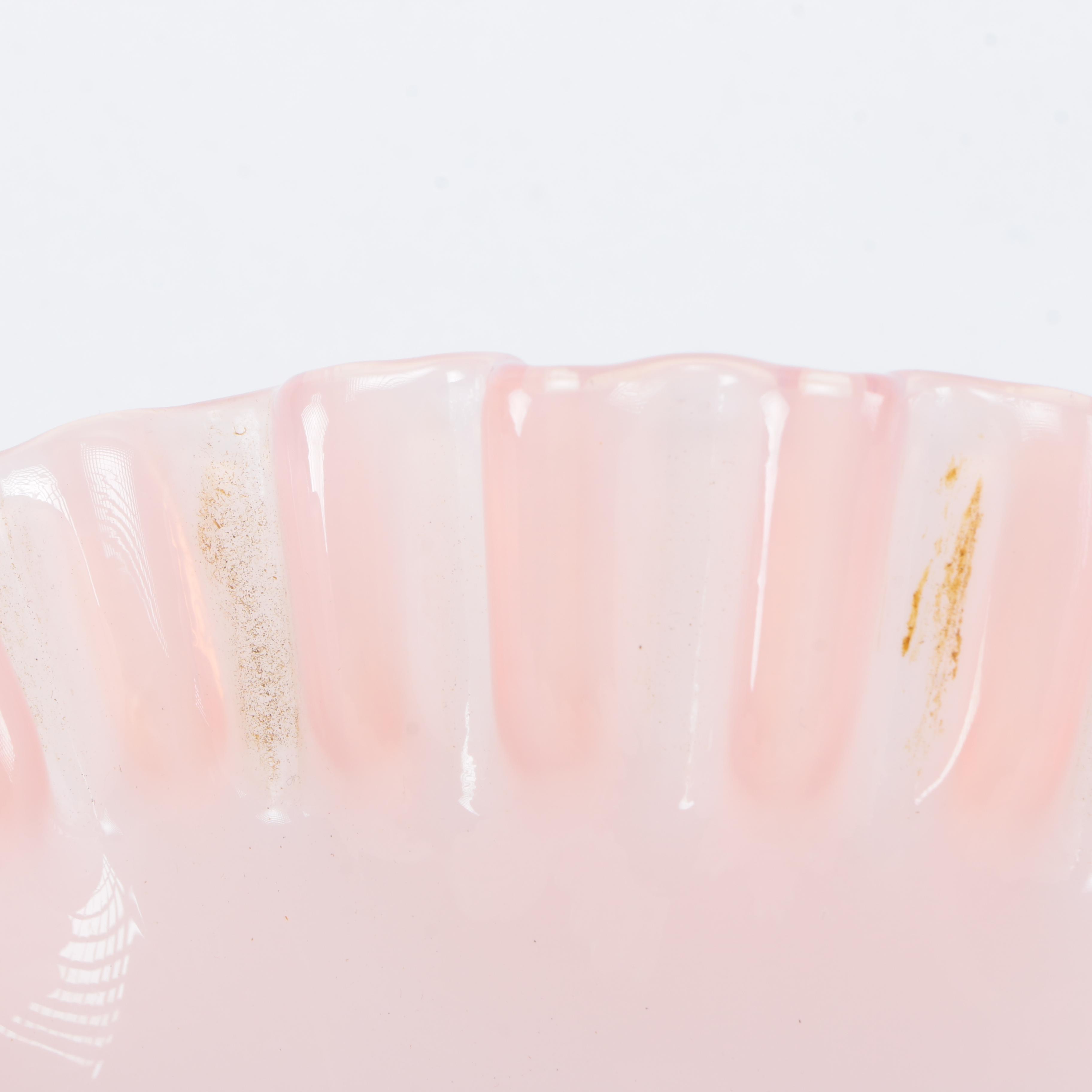 Fenton Style Pink Art Glass Bowl