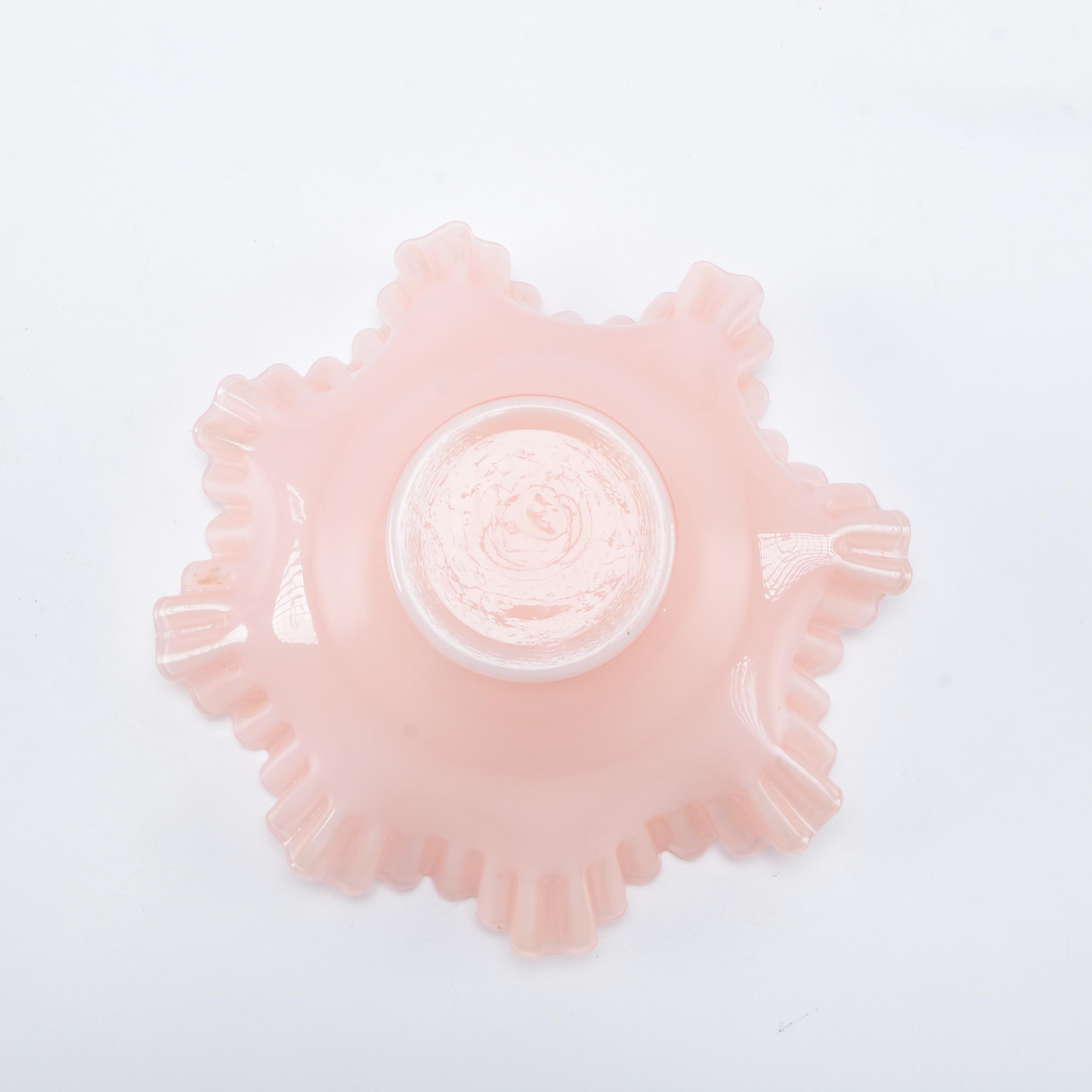 Fenton Style Pink Art Glass Bowl