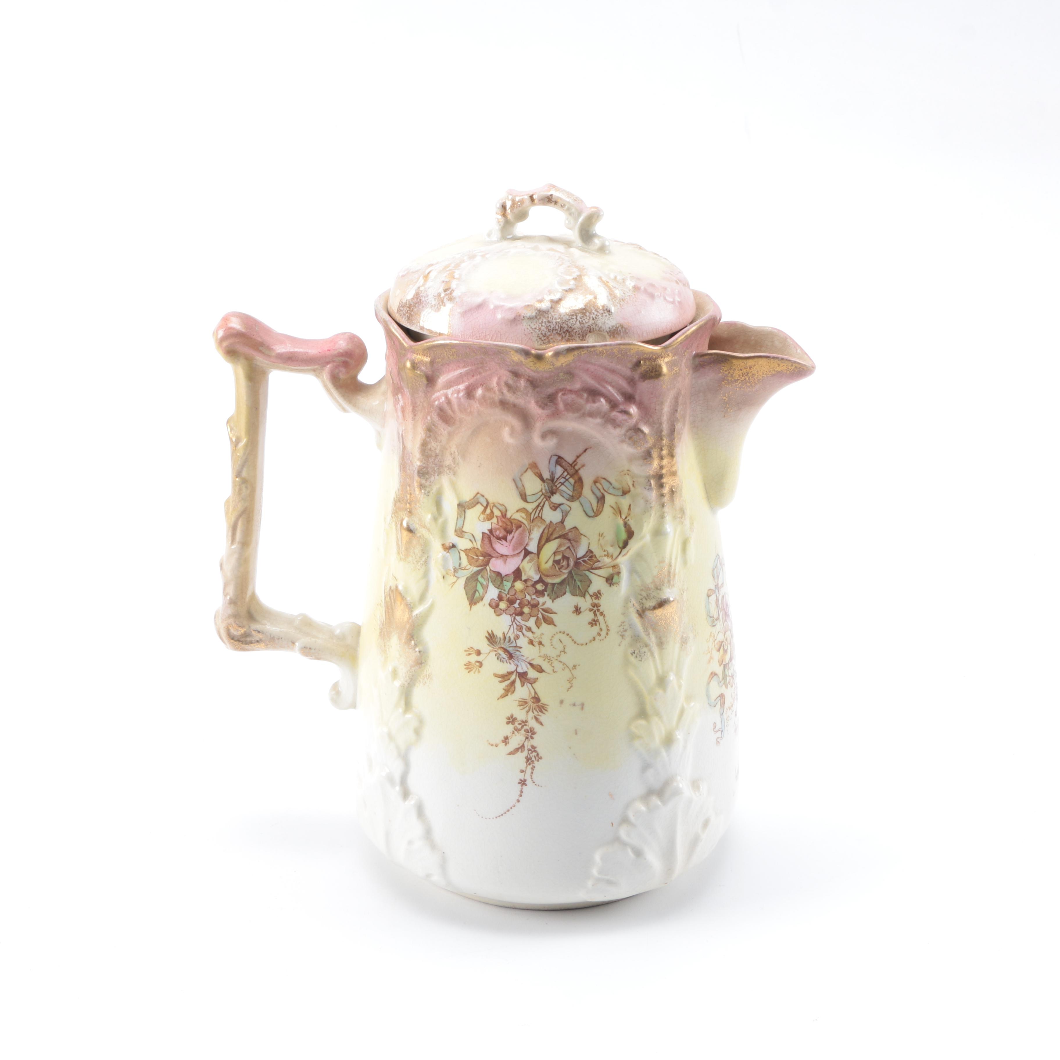 Antique Burroughs and Mountford Ceramic Chocolate Pot