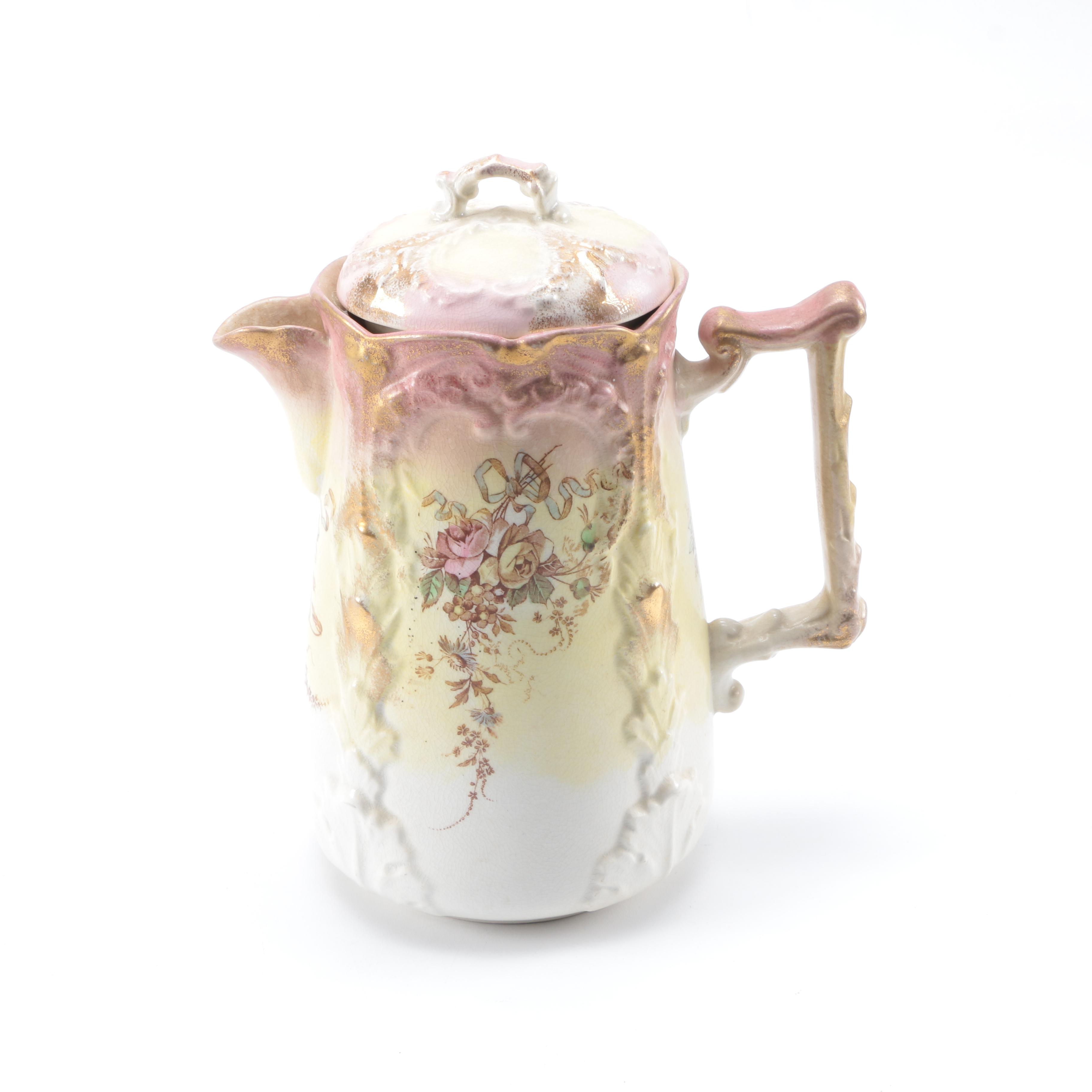 Antique Burroughs and Mountford Ceramic Chocolate Pot