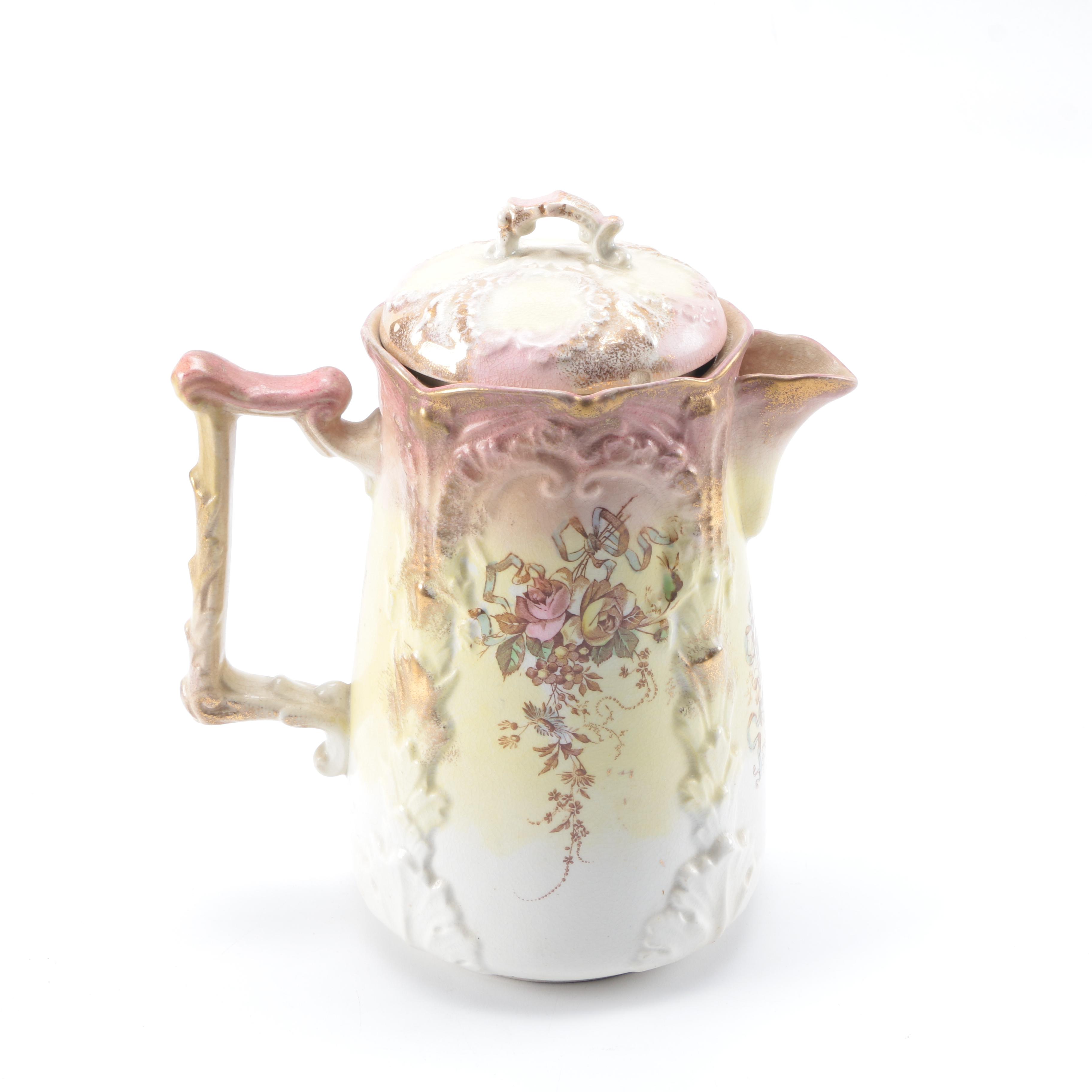 Antique Burroughs and Mountford Ceramic Chocolate Pot