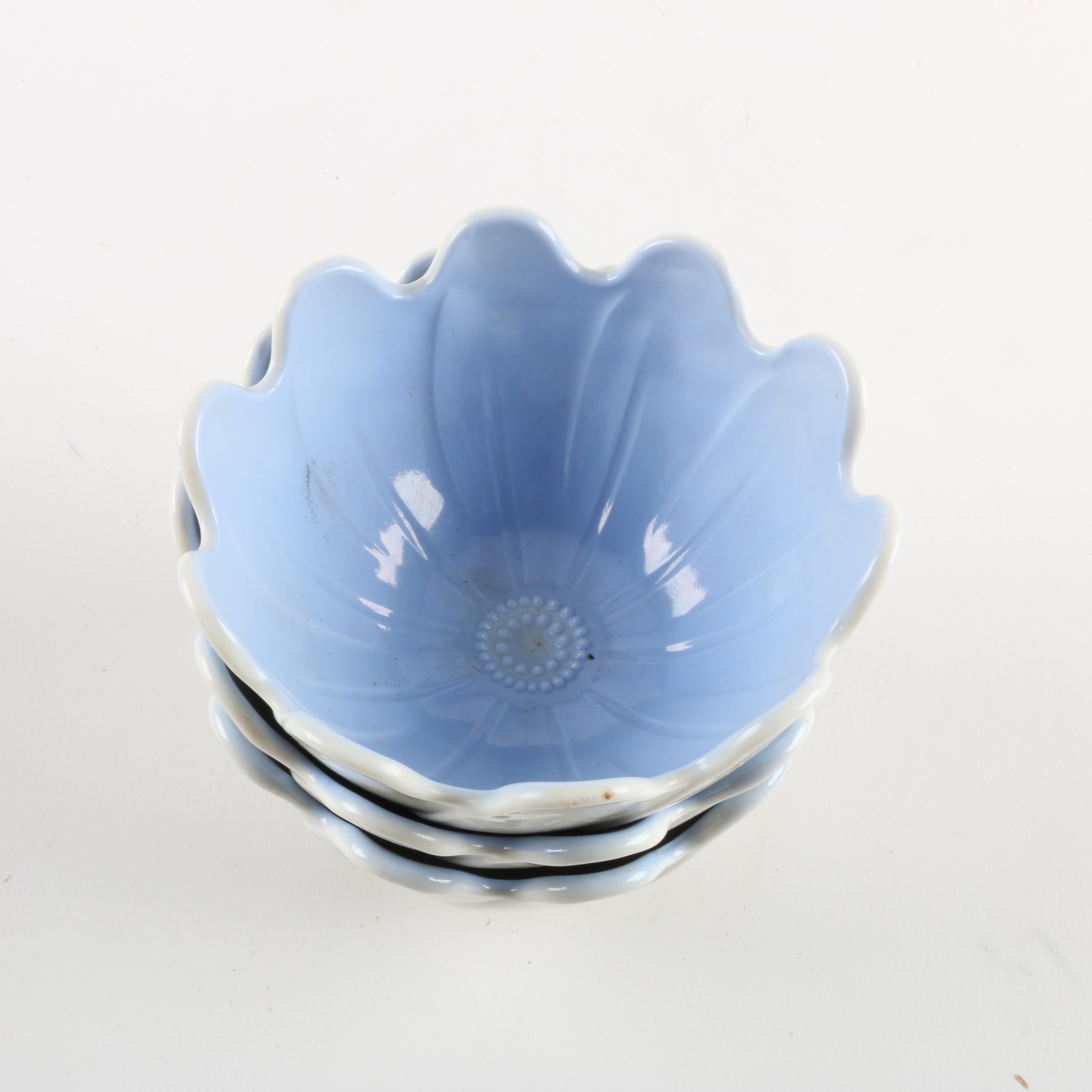 Vintage Multi Colored Flower Shaped Bowls and Saucers