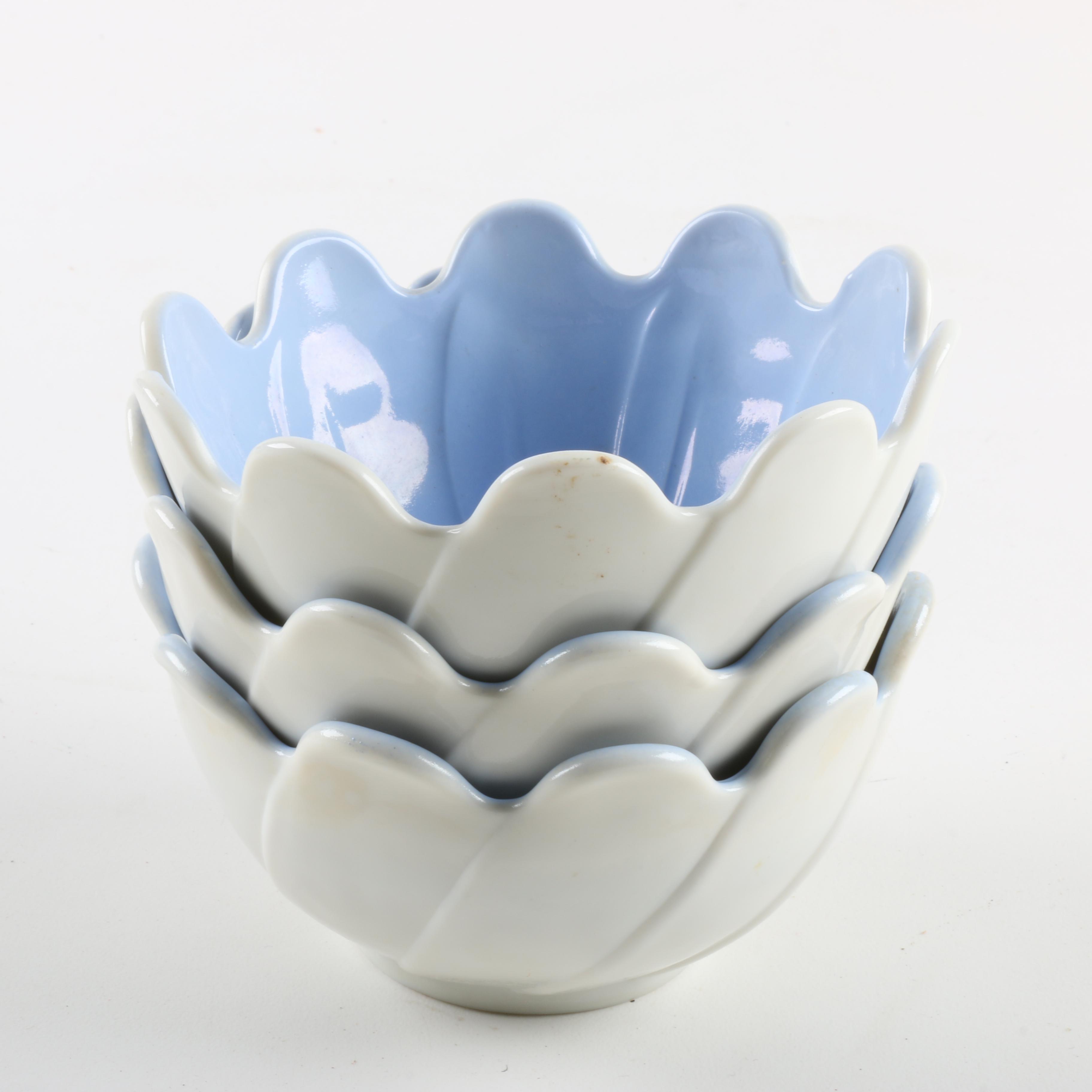 Vintage Multi Colored Flower Shaped Bowls and Saucers