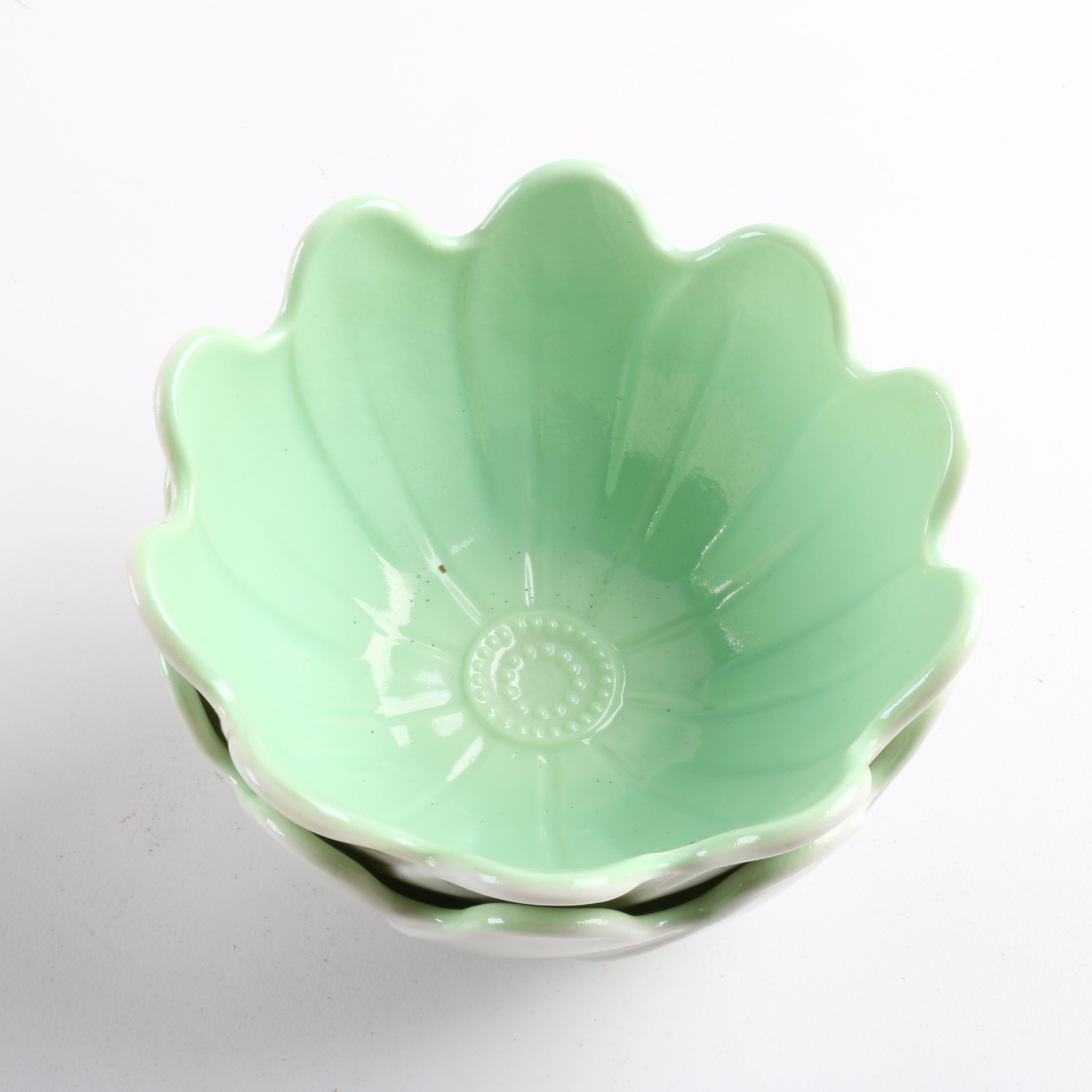 Vintage Multi Colored Flower Shaped Bowls and Saucers