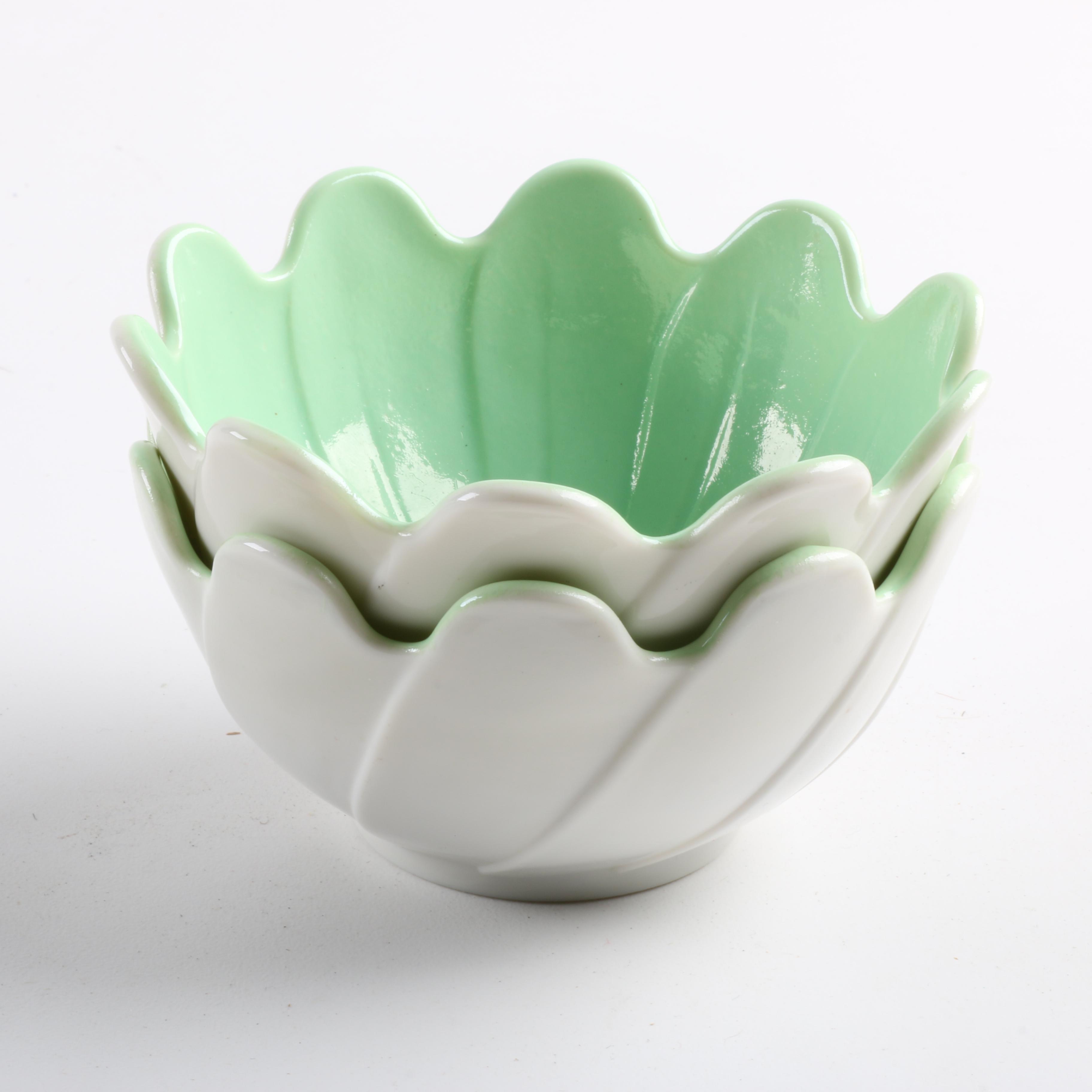 Vintage Multi Colored Flower Shaped Bowls and Saucers