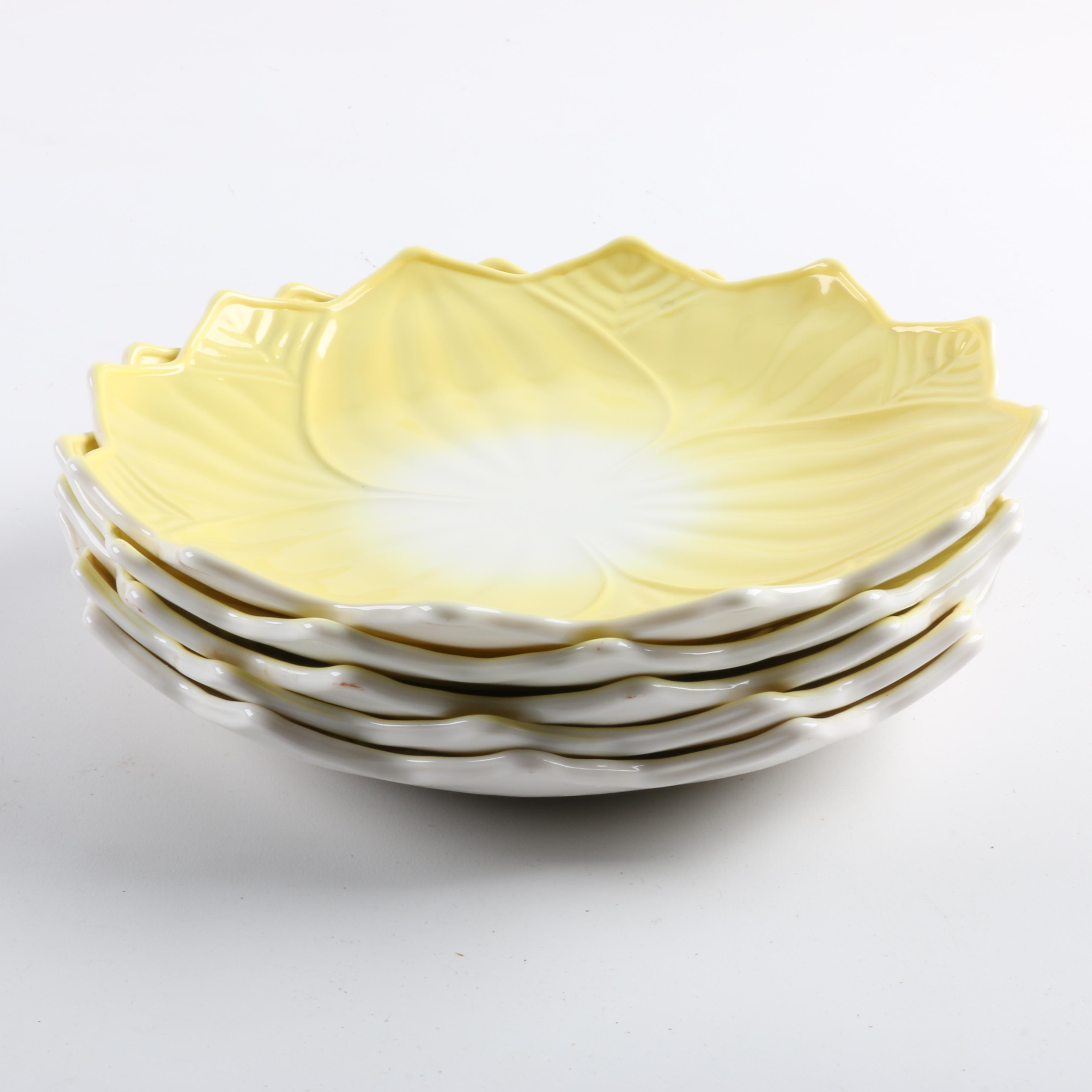 Vintage Multi Colored Flower Shaped Bowls and Saucers