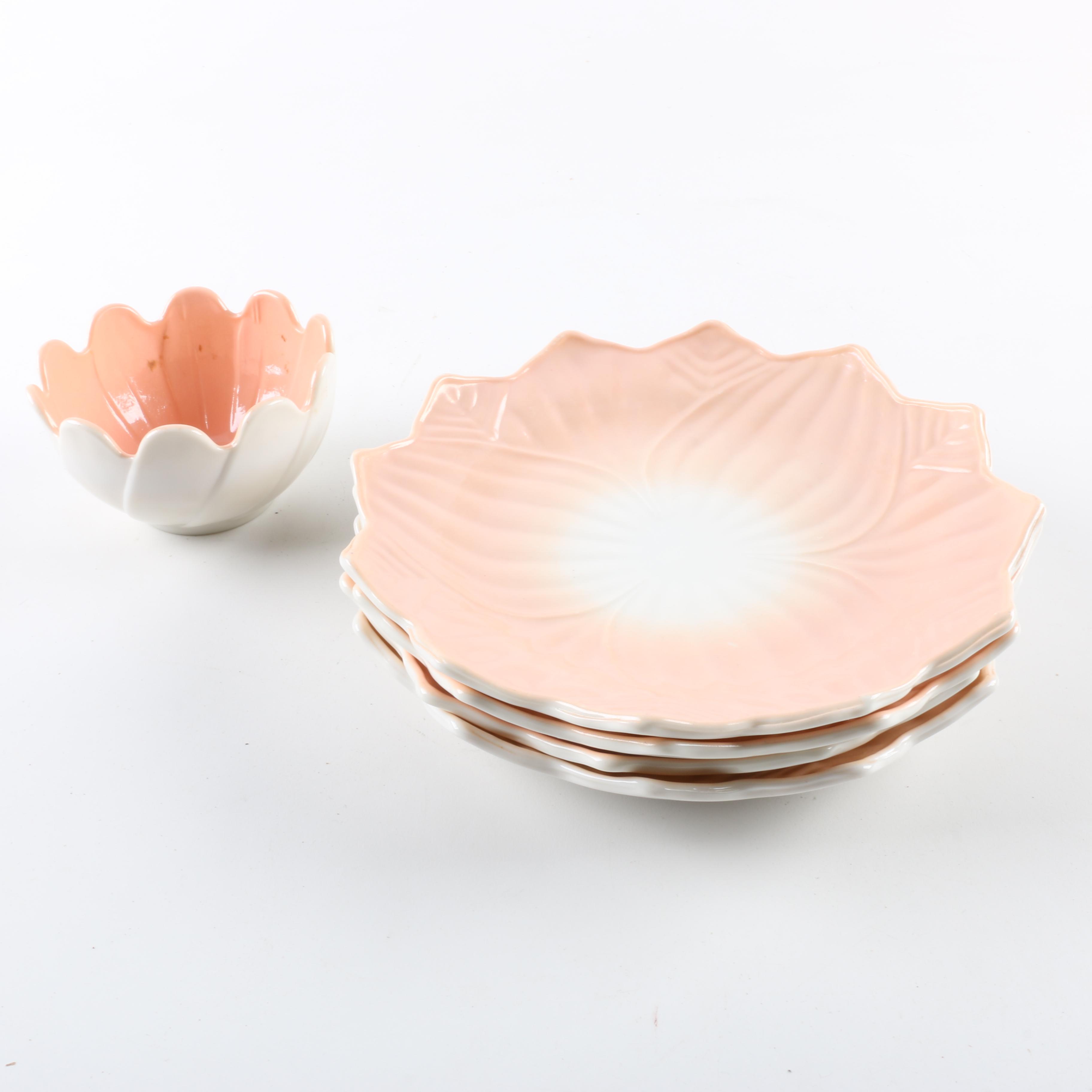 Vintage Multi Colored Flower Shaped Bowls and Saucers