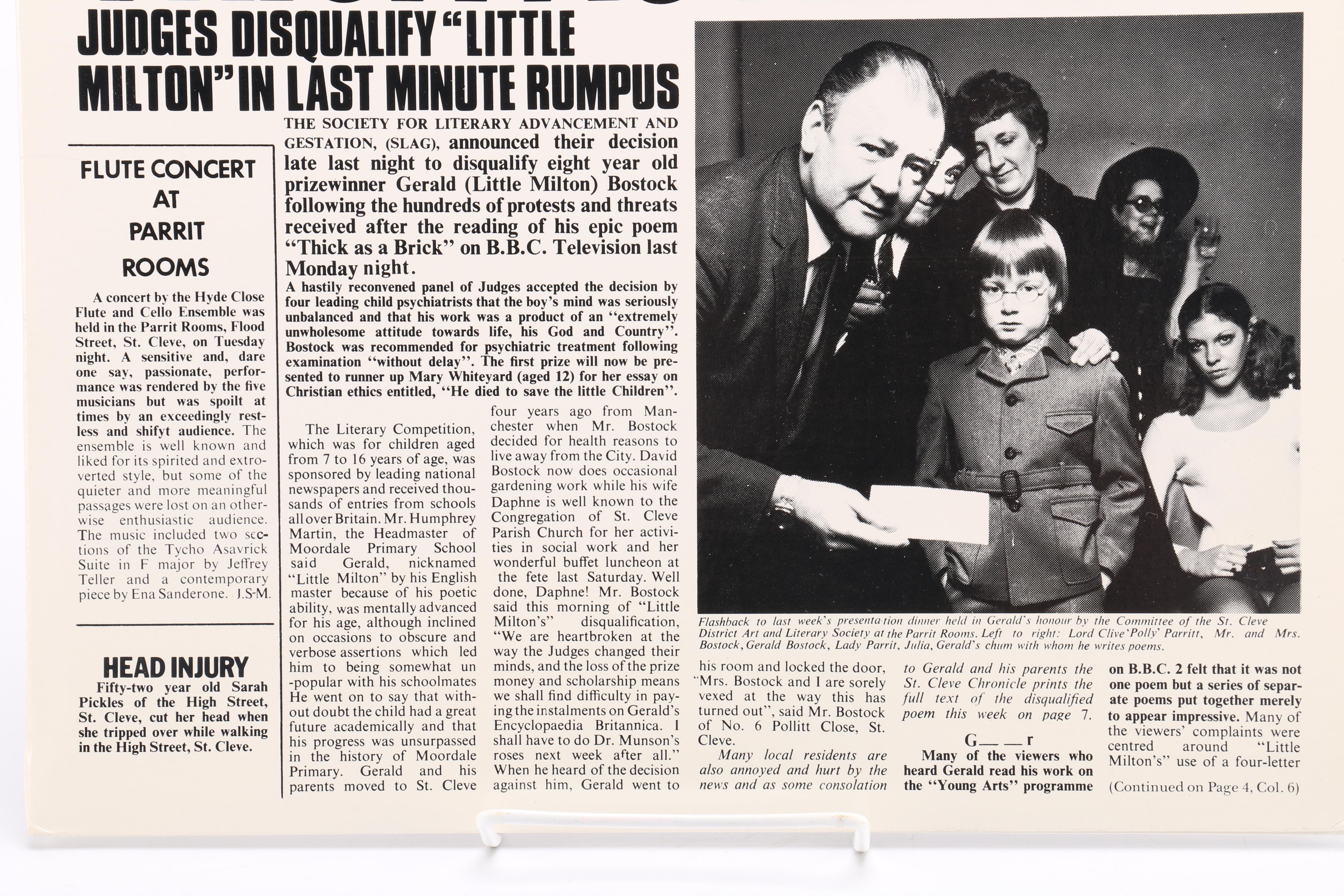 Limited Edition Mobile Fidelity Sound Lab Pressing of Jethro Tull's "Thick as A Brick"