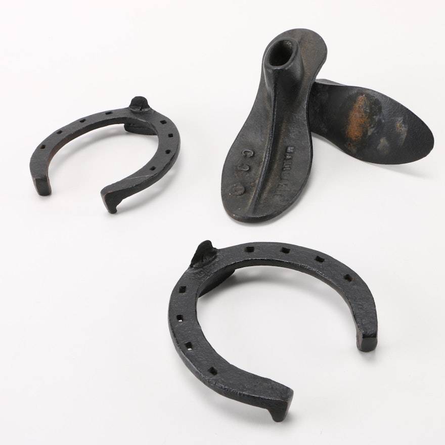 Cast Iron Shoe Cobbler Forms and Horseshoes