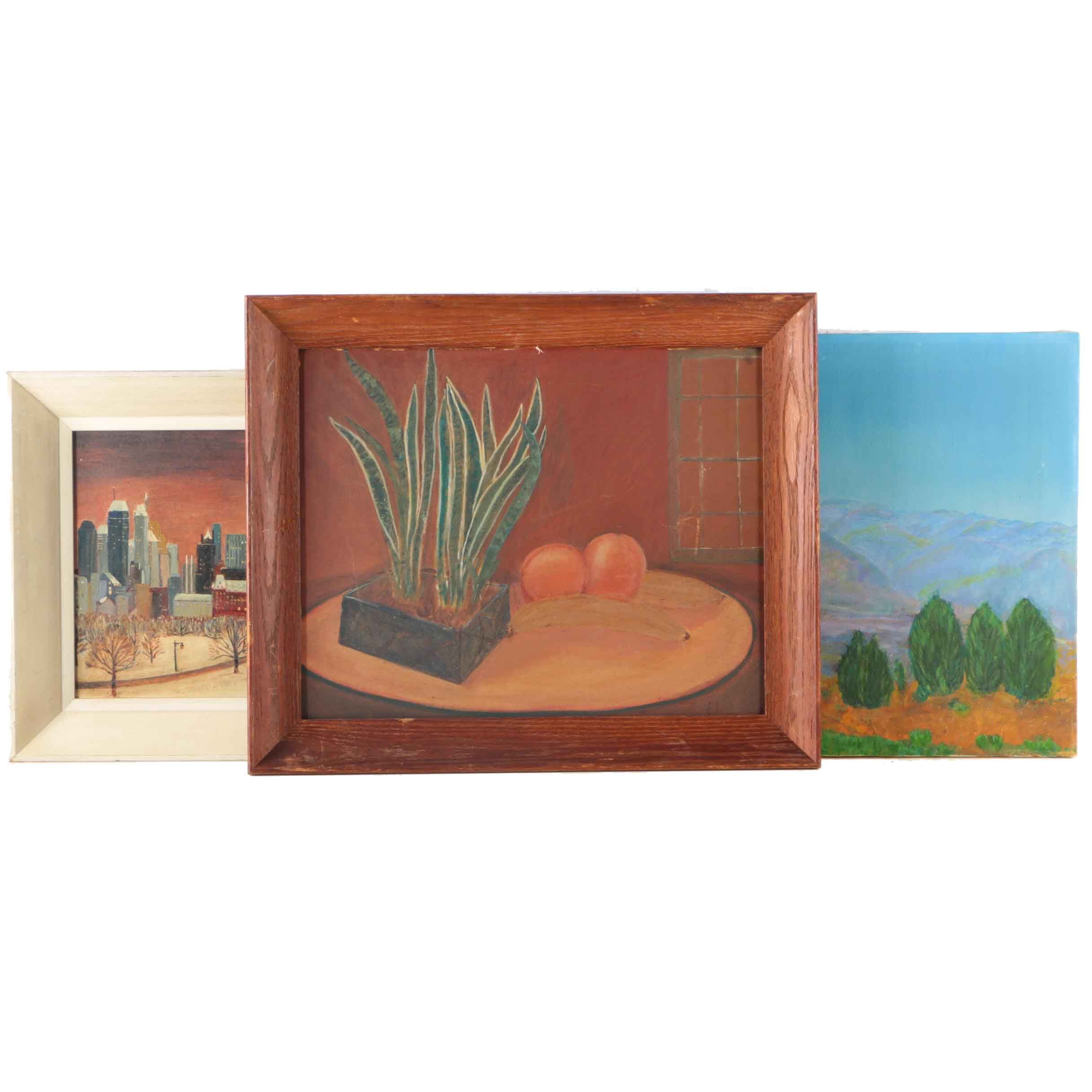 Eugenie Weinberg Mid-Century Oil Paintings on Canvas and Board