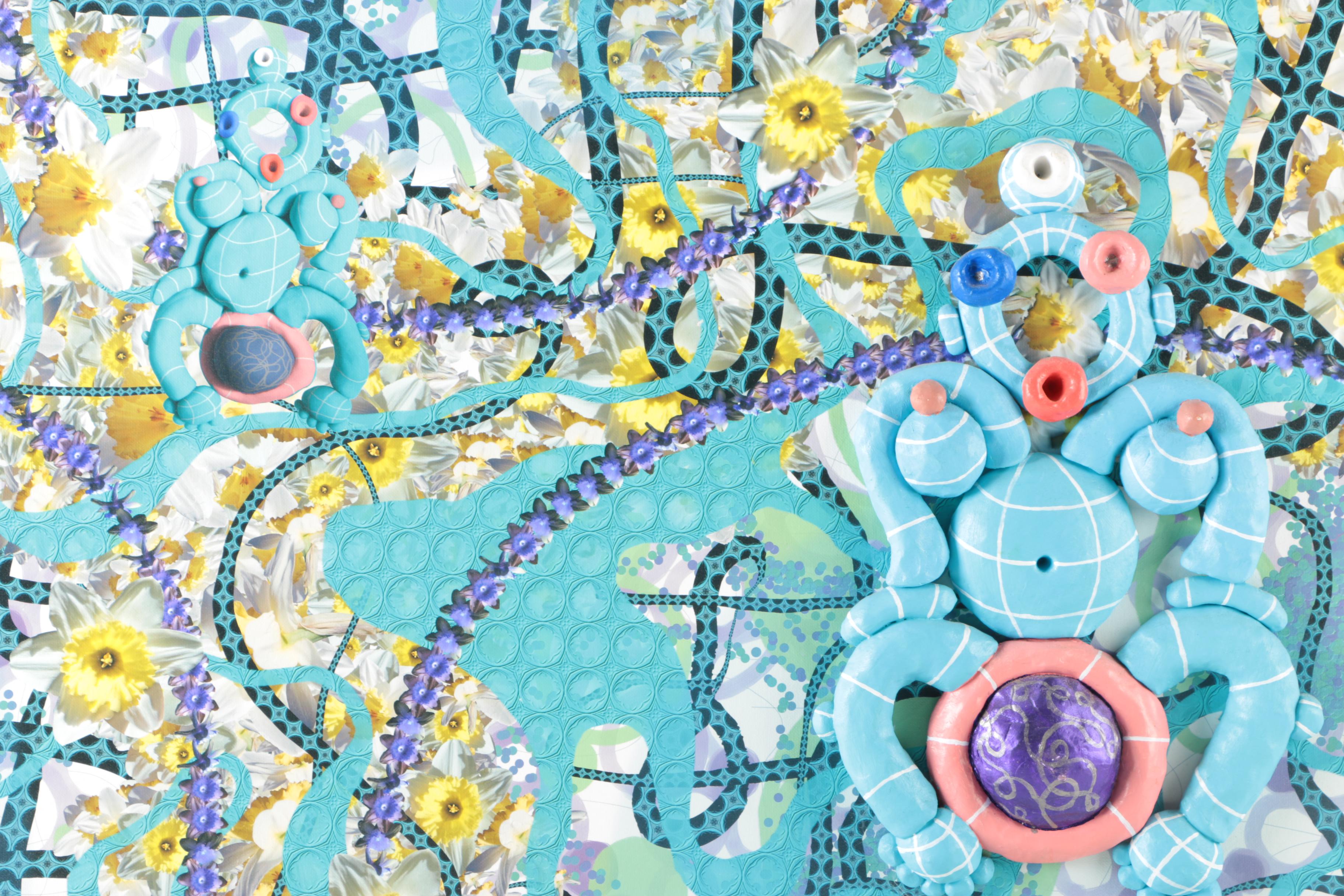 Carl Van Brunt 2005 Mixed Media Work With Painted Clay "Mom"