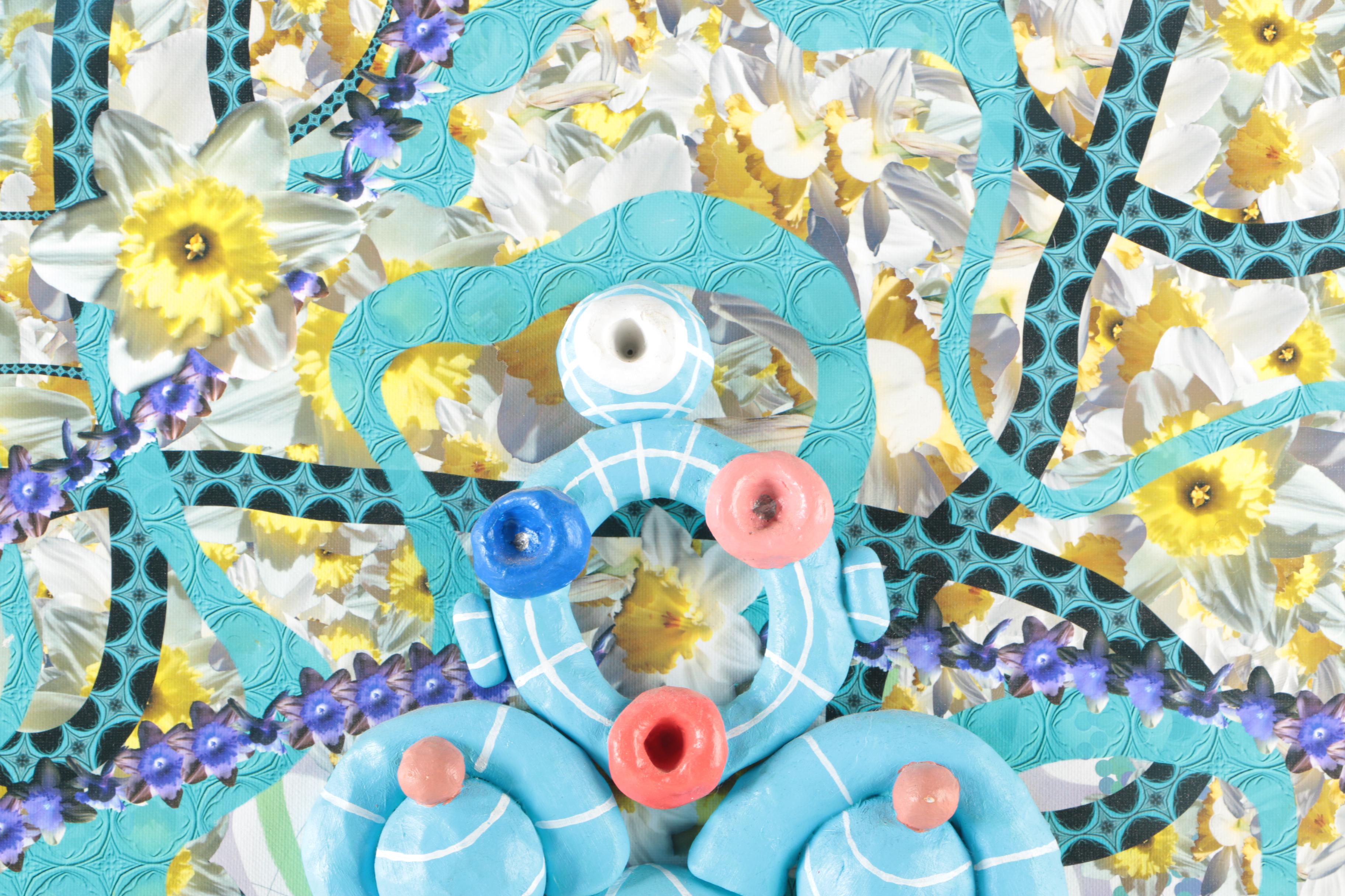 Carl Van Brunt 2005 Mixed Media Work With Painted Clay "Mom"