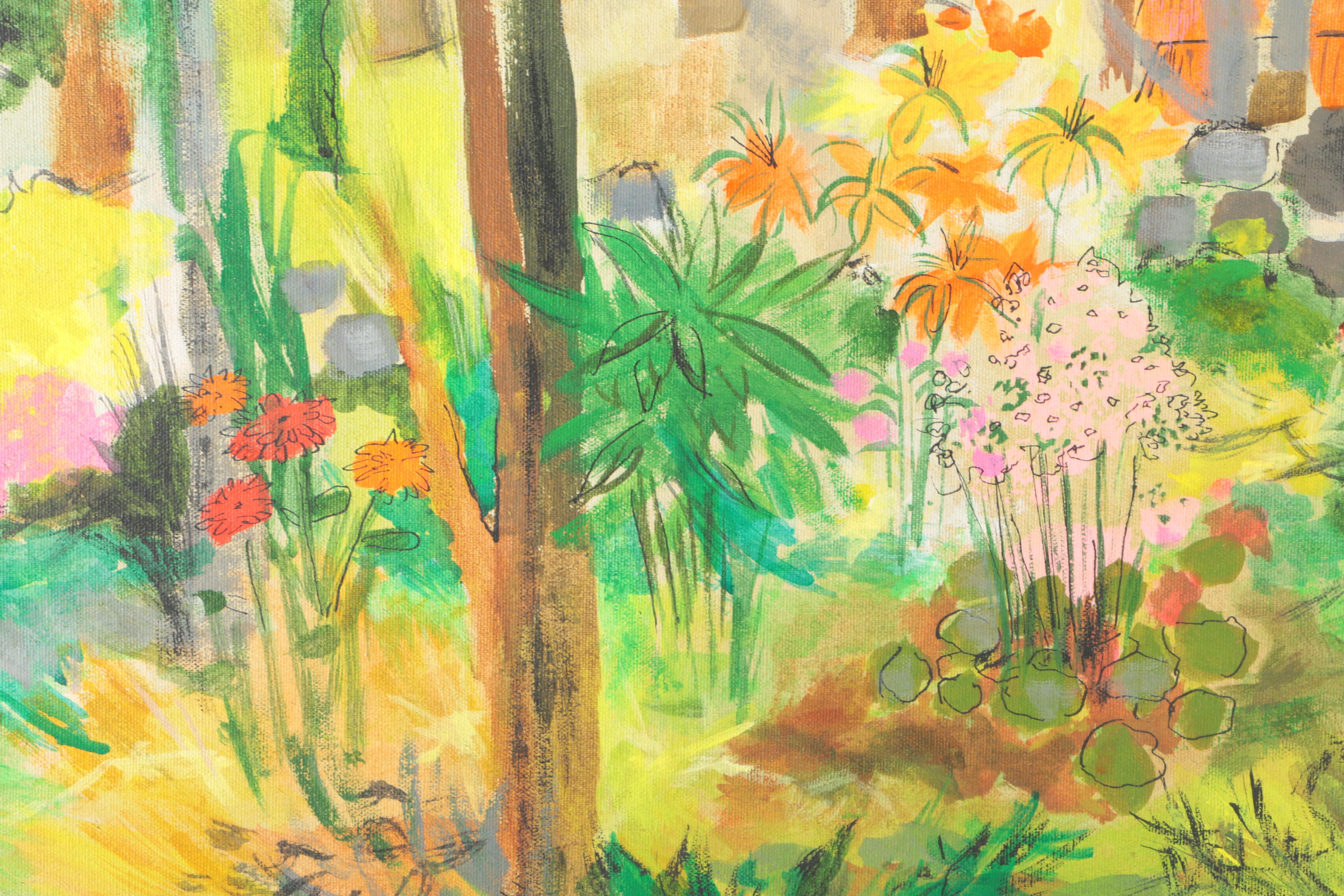 N. Cohen Oil Painting on Canvas of Abstract Garden Landscape