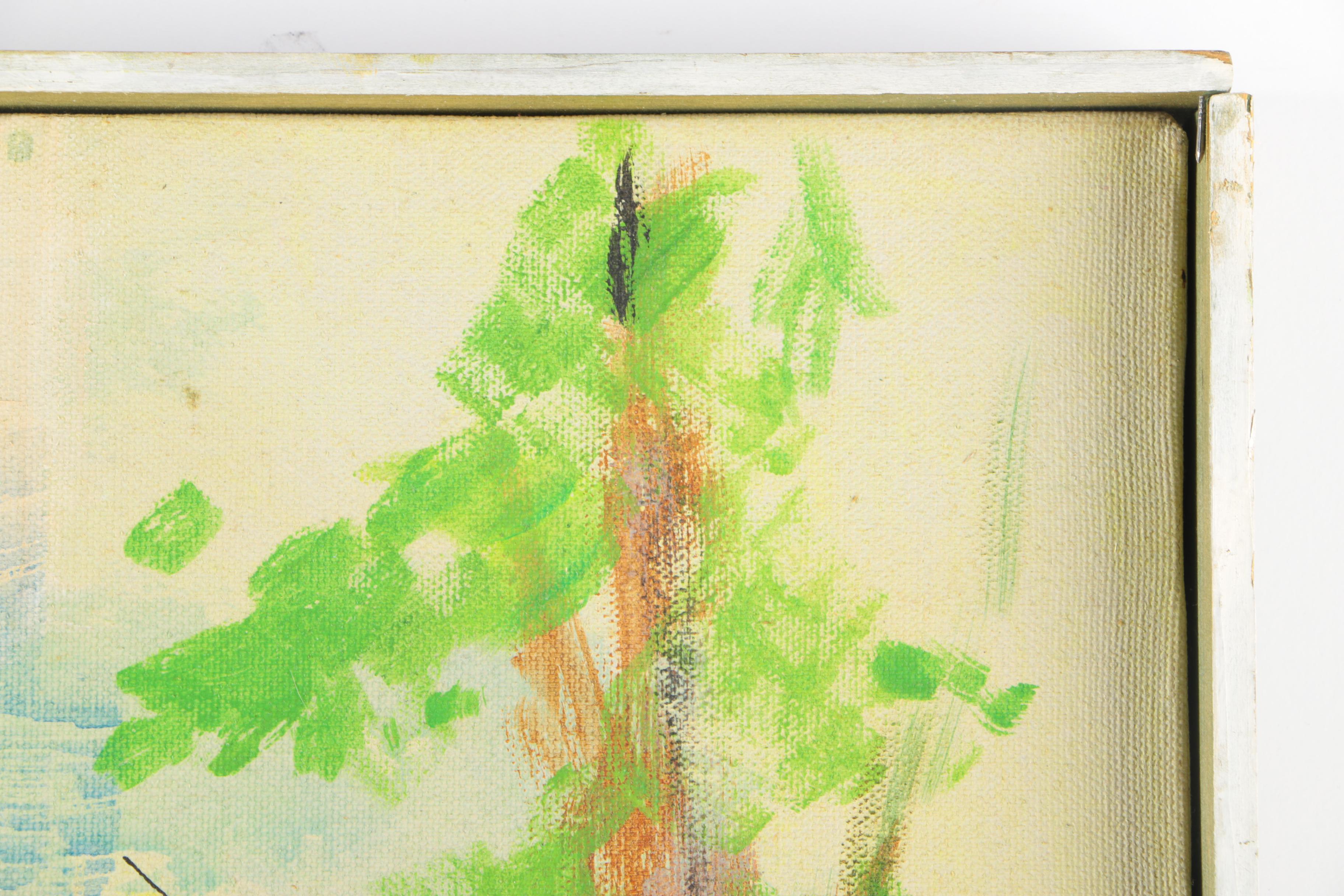 N. Cohen Oil Painting on Canvas of Abstract Garden Landscape