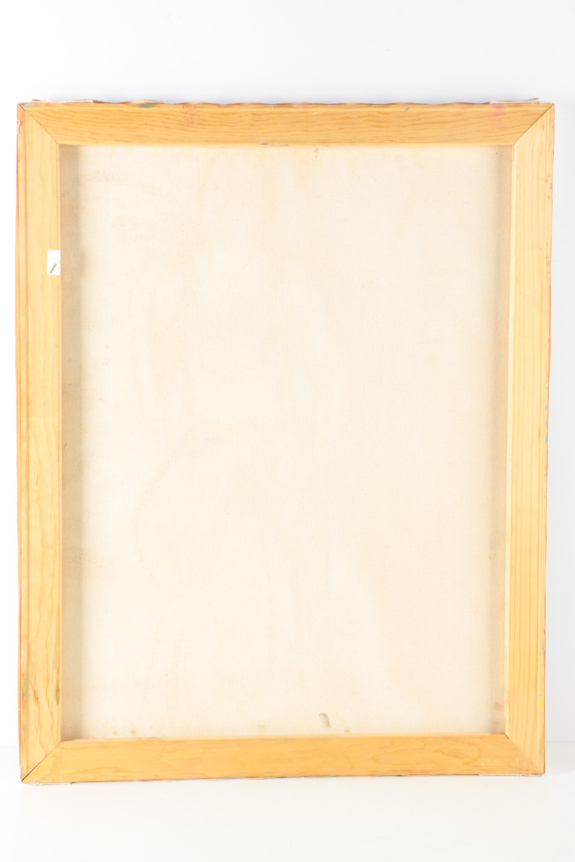 Braden Acrylic Painting on Canvas of Seated Male Figure in Purple and Blue