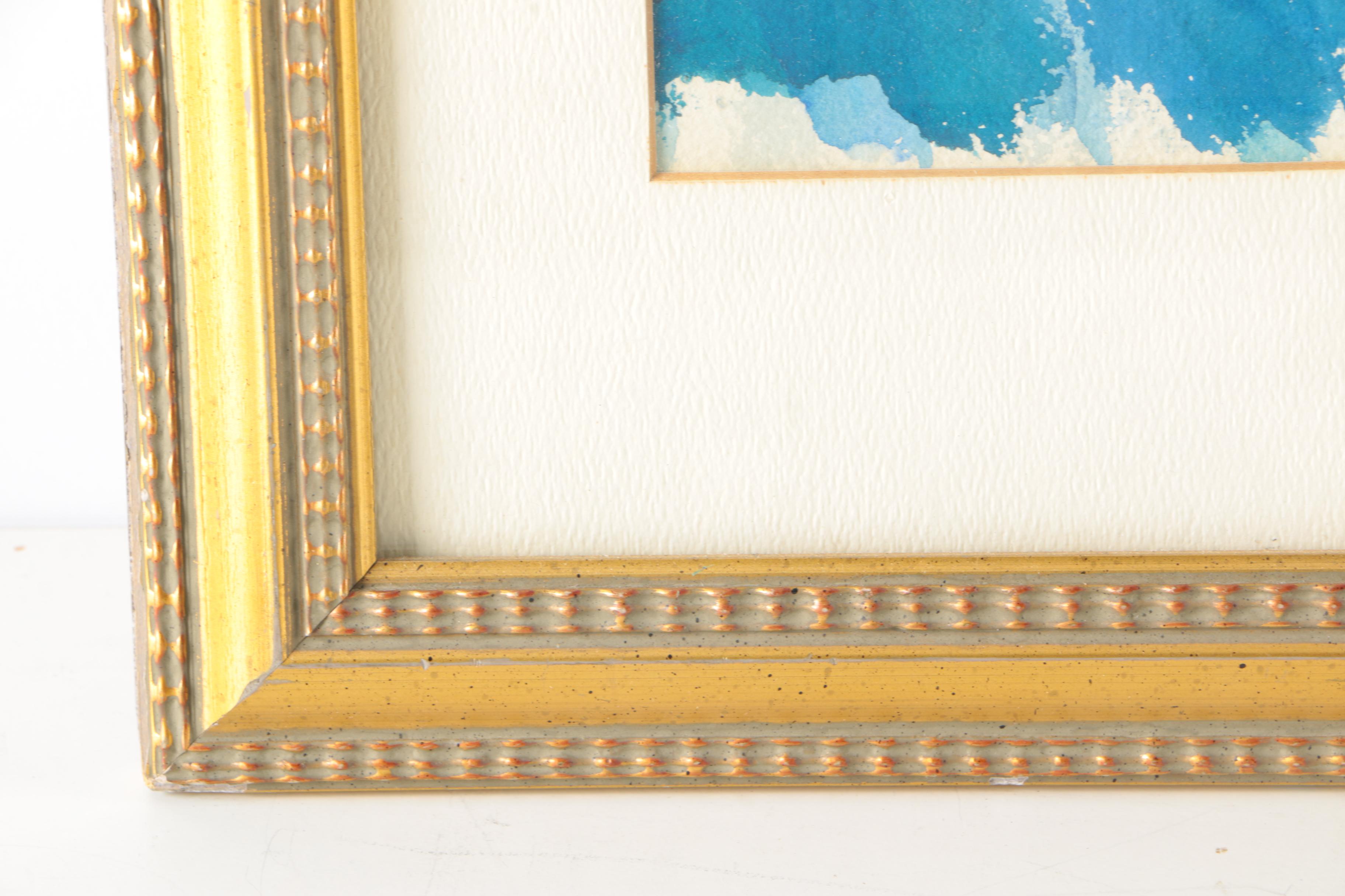 Watercolor Painting of Colorful Village by the Water