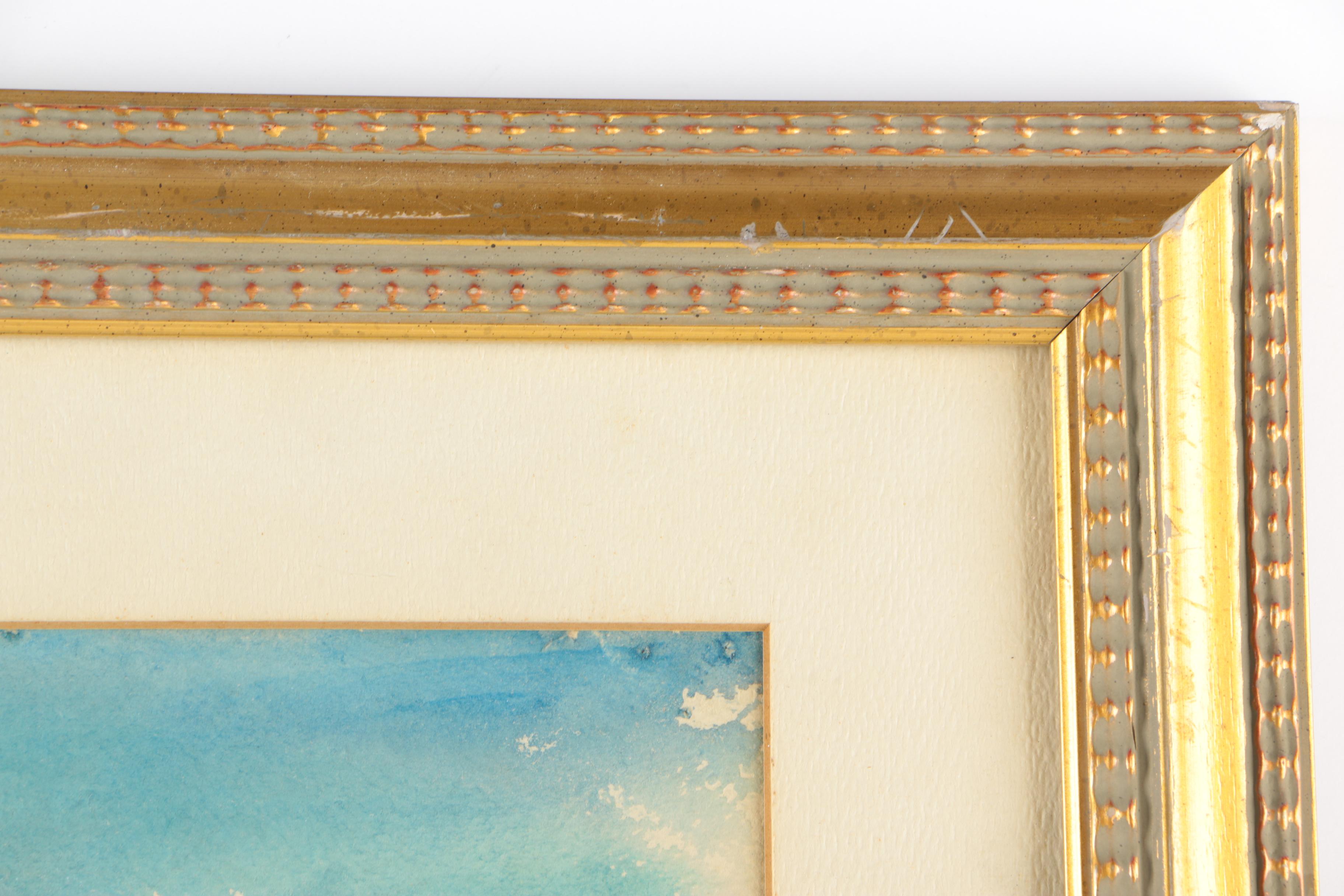 Watercolor Painting of Colorful Village by the Water