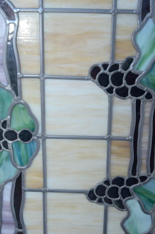 Pair of Stained Glass Window Panels with Grape Motif