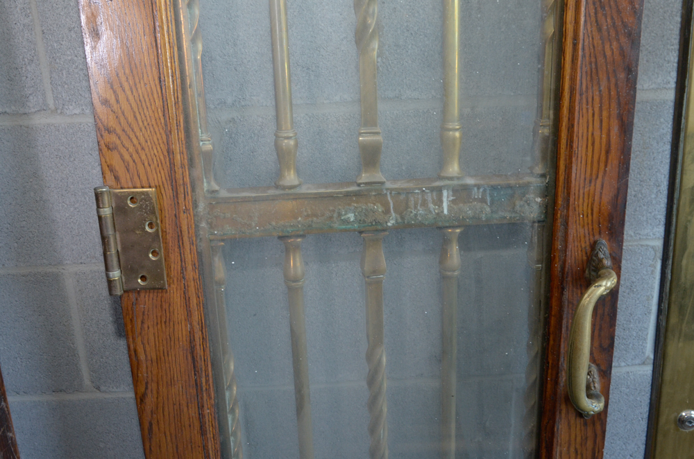 Pair of Glass Paneled Doors with Brass Hardware