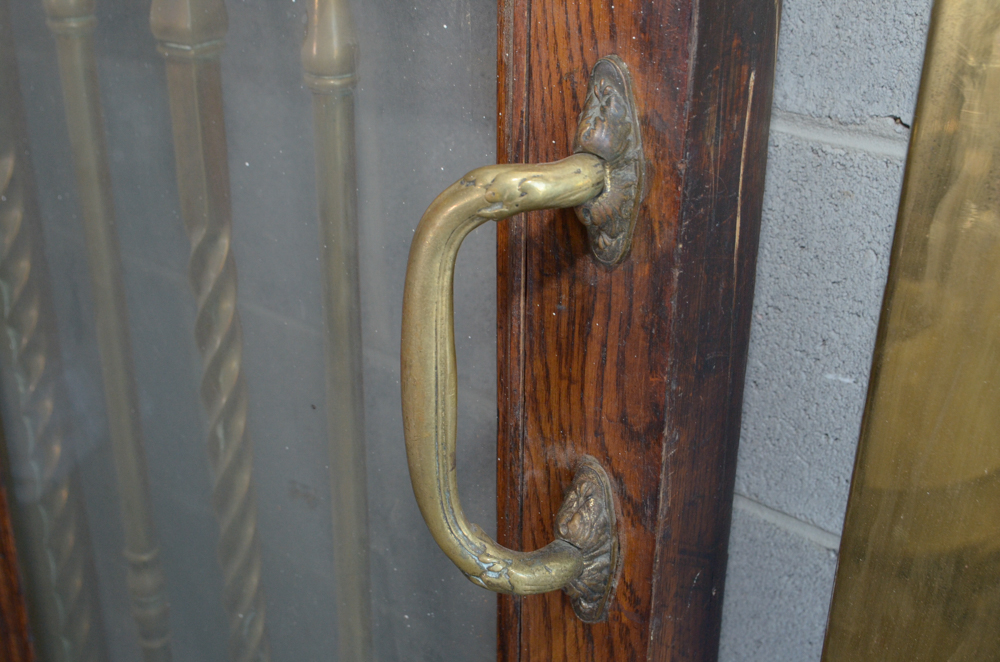 Pair of Glass Paneled Doors with Brass Hardware