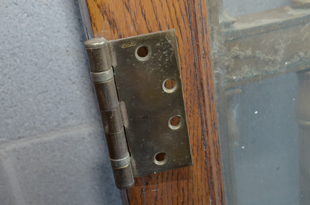 Pair of Glass Paneled Doors with Brass Hardware